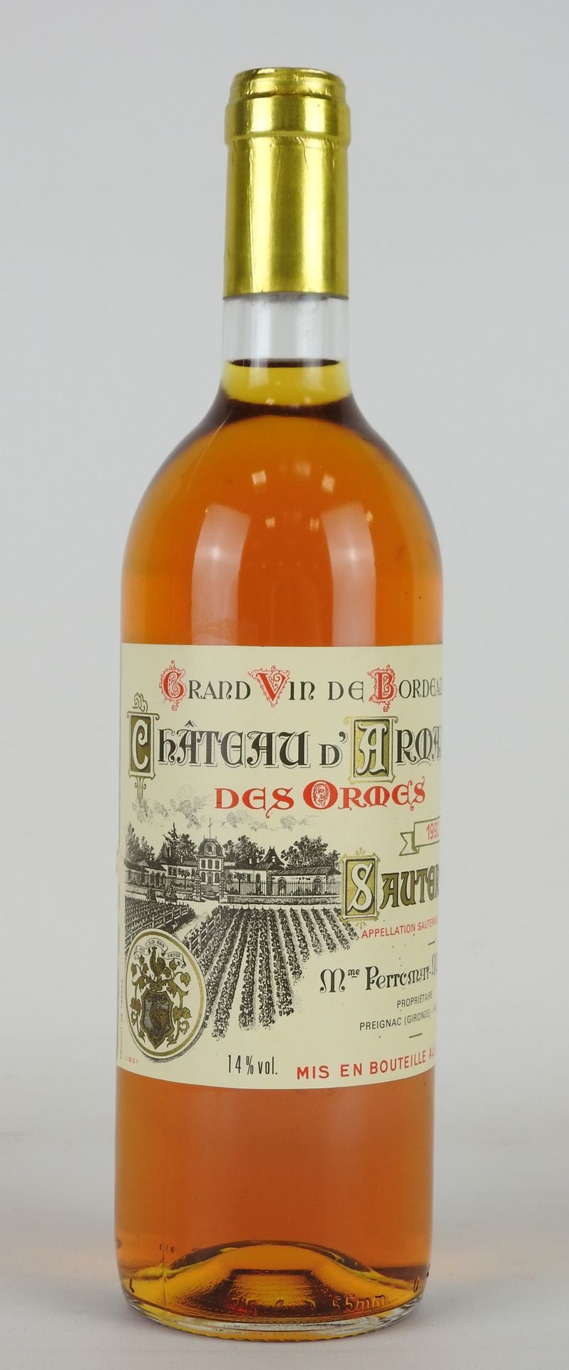 Null 1 bouteille chateau d'Armajan des Ormes. Sauternes. 1992.
