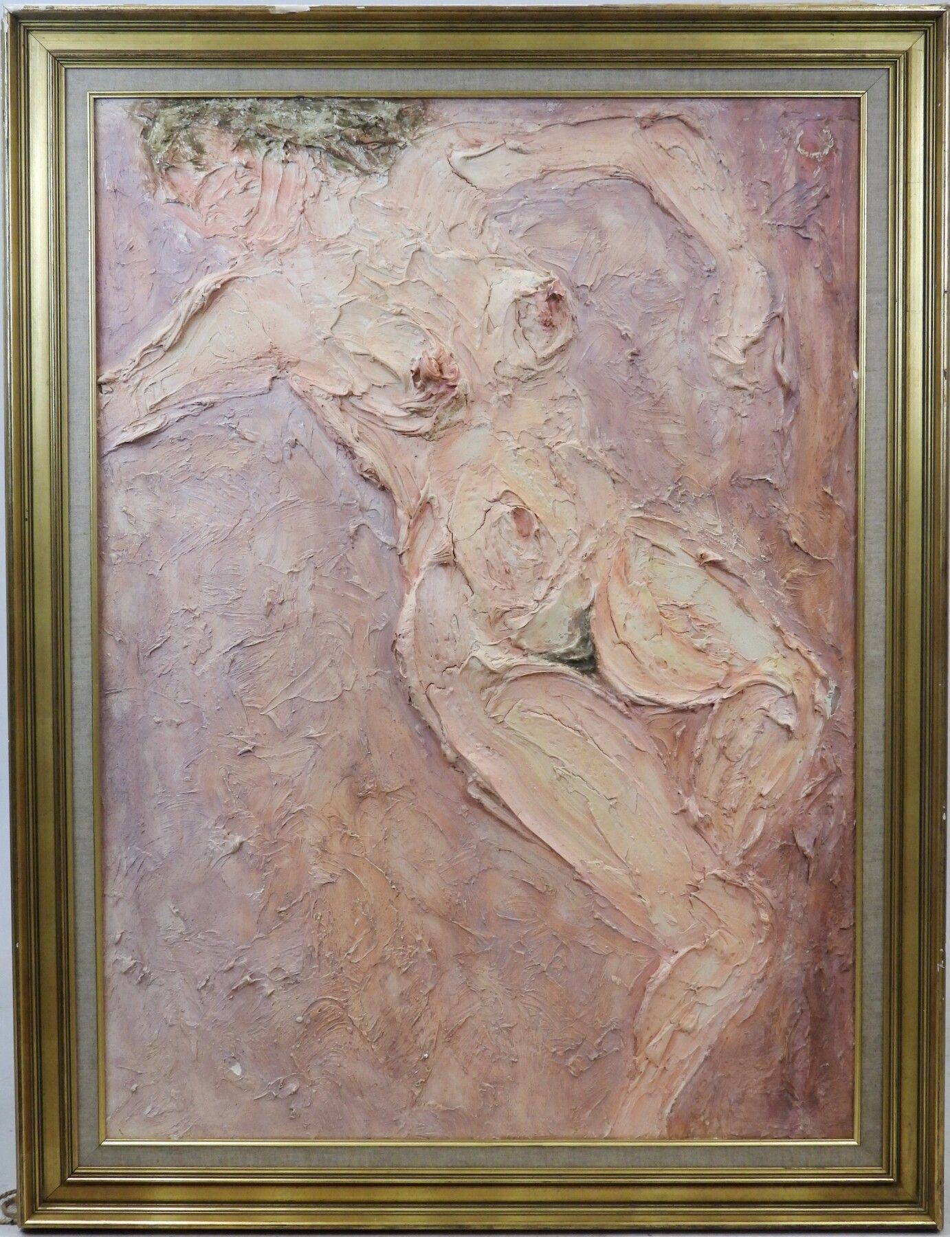 Null CLERE (XXe) : Nu féminin. Importante toile en relief constitué de plâtre pe&hellip;