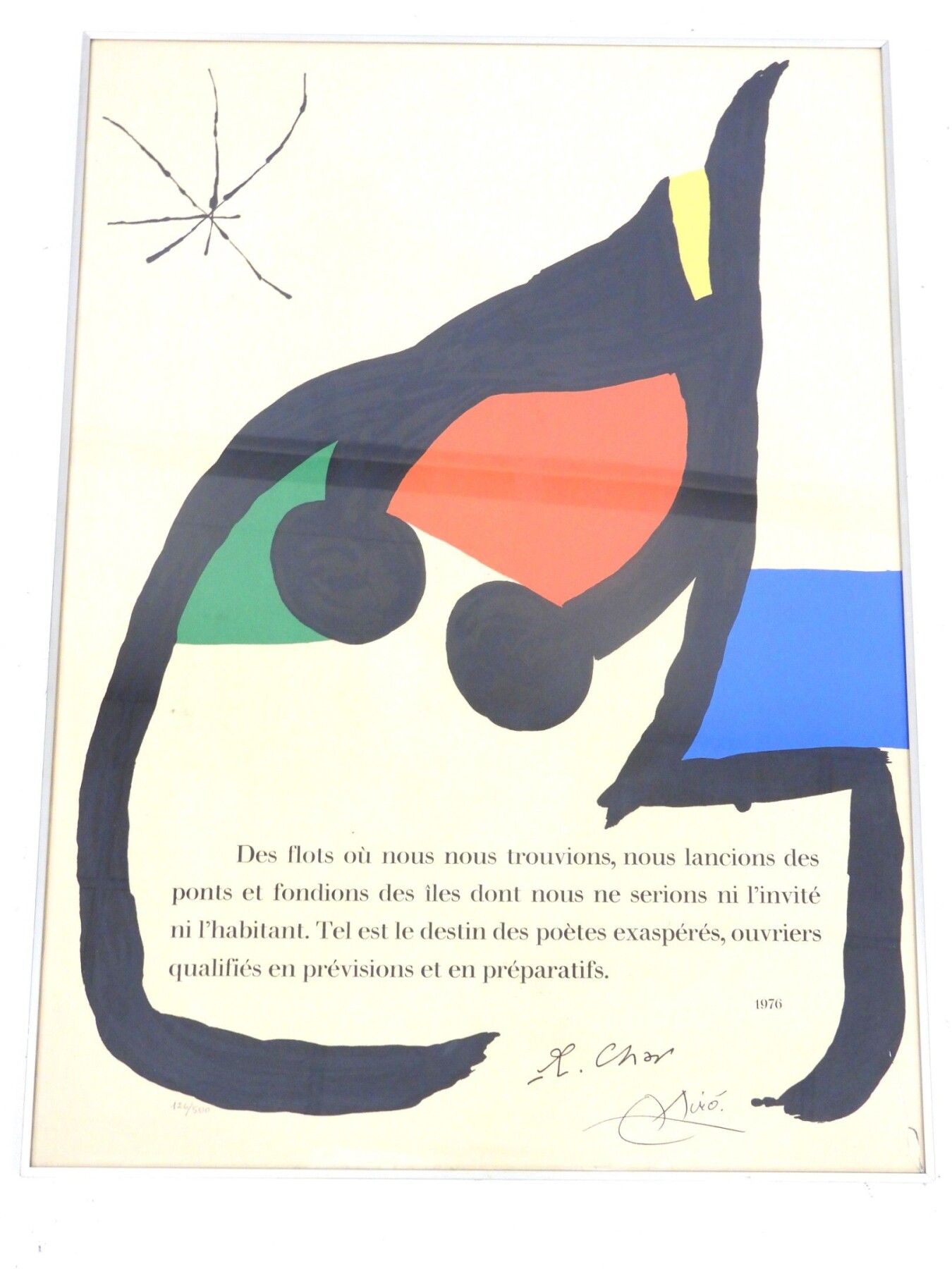 Null 琼-米罗(1893-1983)后:Miro-Char（1976）。勒内-查尔的彩色石版画和诗歌。铅笔编号为126/500。作者和艺术家的印刷签名。76&hellip;