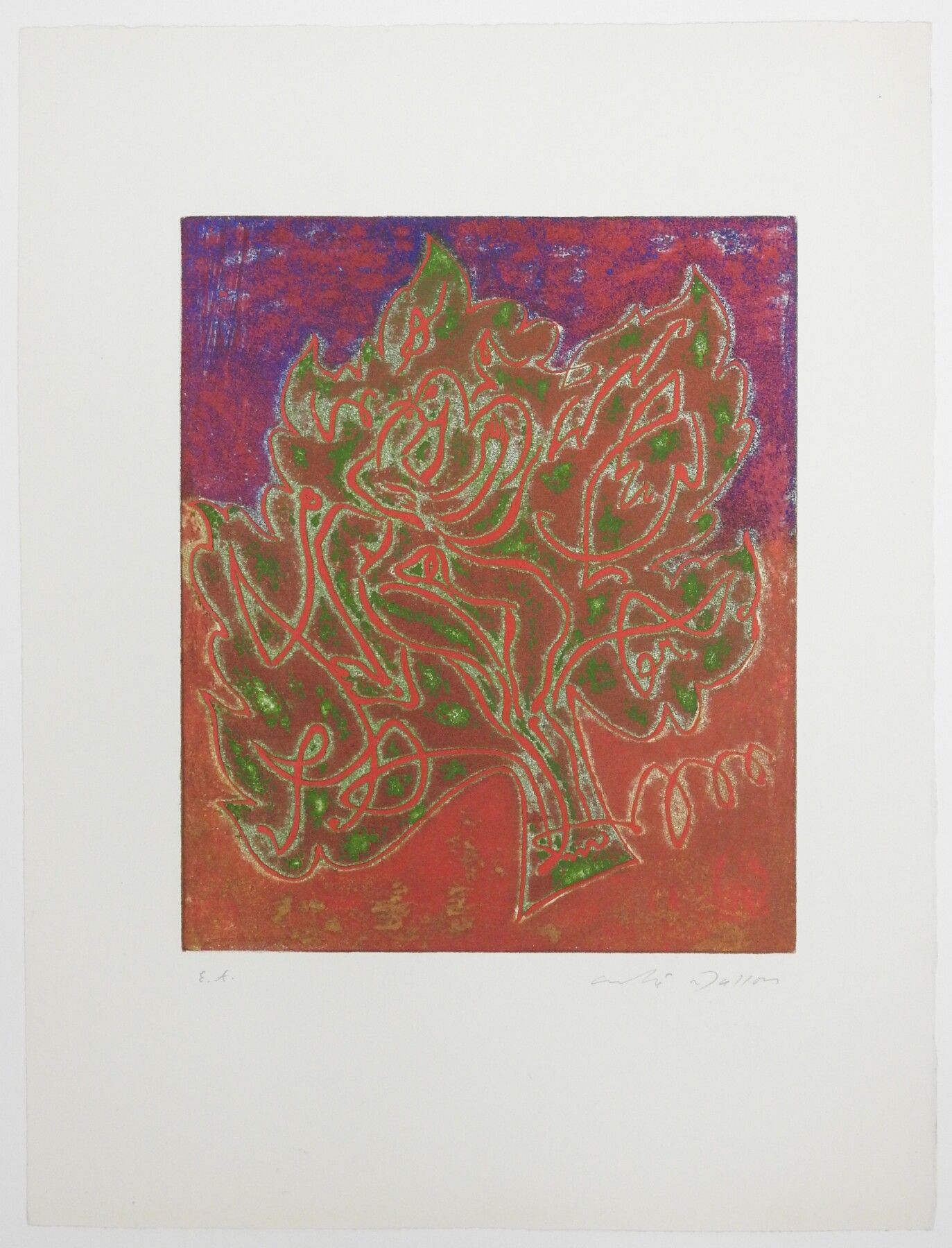 Null 安德烈-马松（1896-1987）：叶子上的情侣。1954.彩色水粉画。右下方有签名。艺术家的证明。50,5 x 38 cm。出处：罗杰-帕塞隆遗产