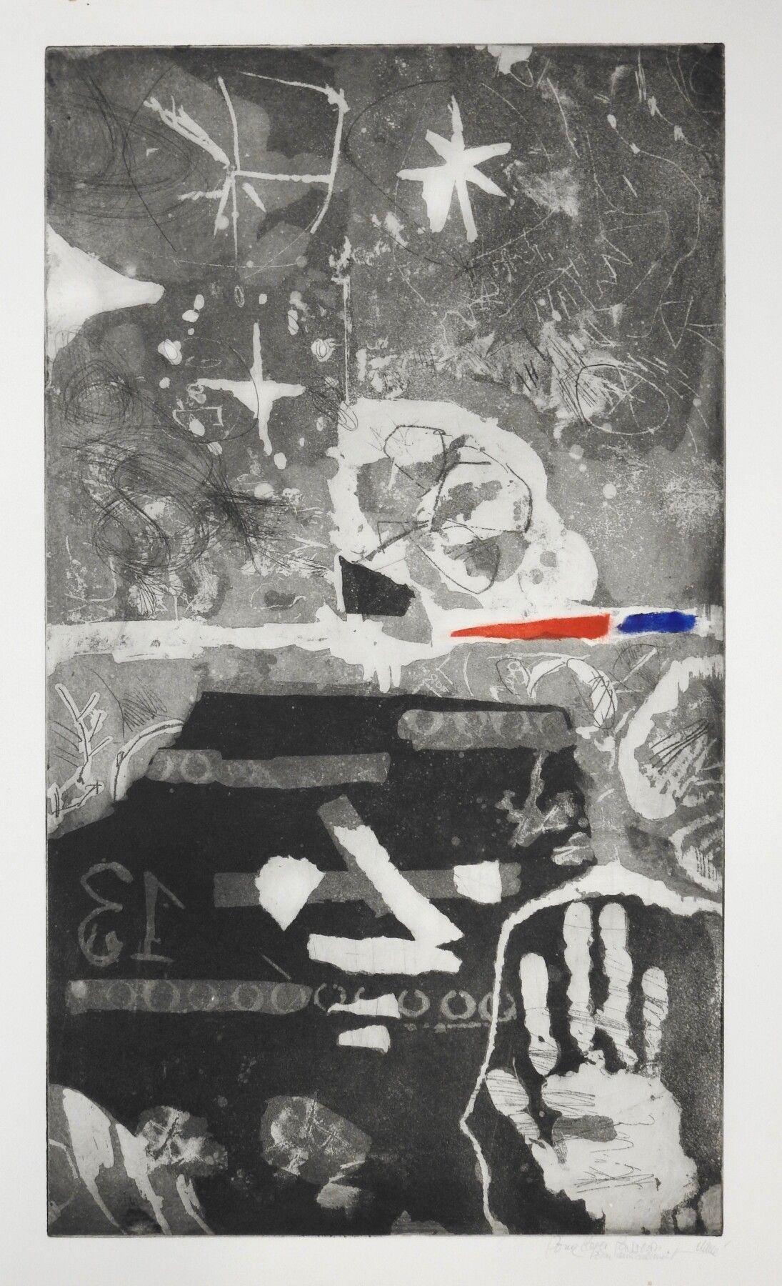 Null 安东尼-克拉夫（1913-2005）：《勇士之手》，《托莱多之夜》。1968.蚀刻和水印。右下角有签名，有派送。76 x 57厘米。出处：罗杰-帕塞隆&hellip;