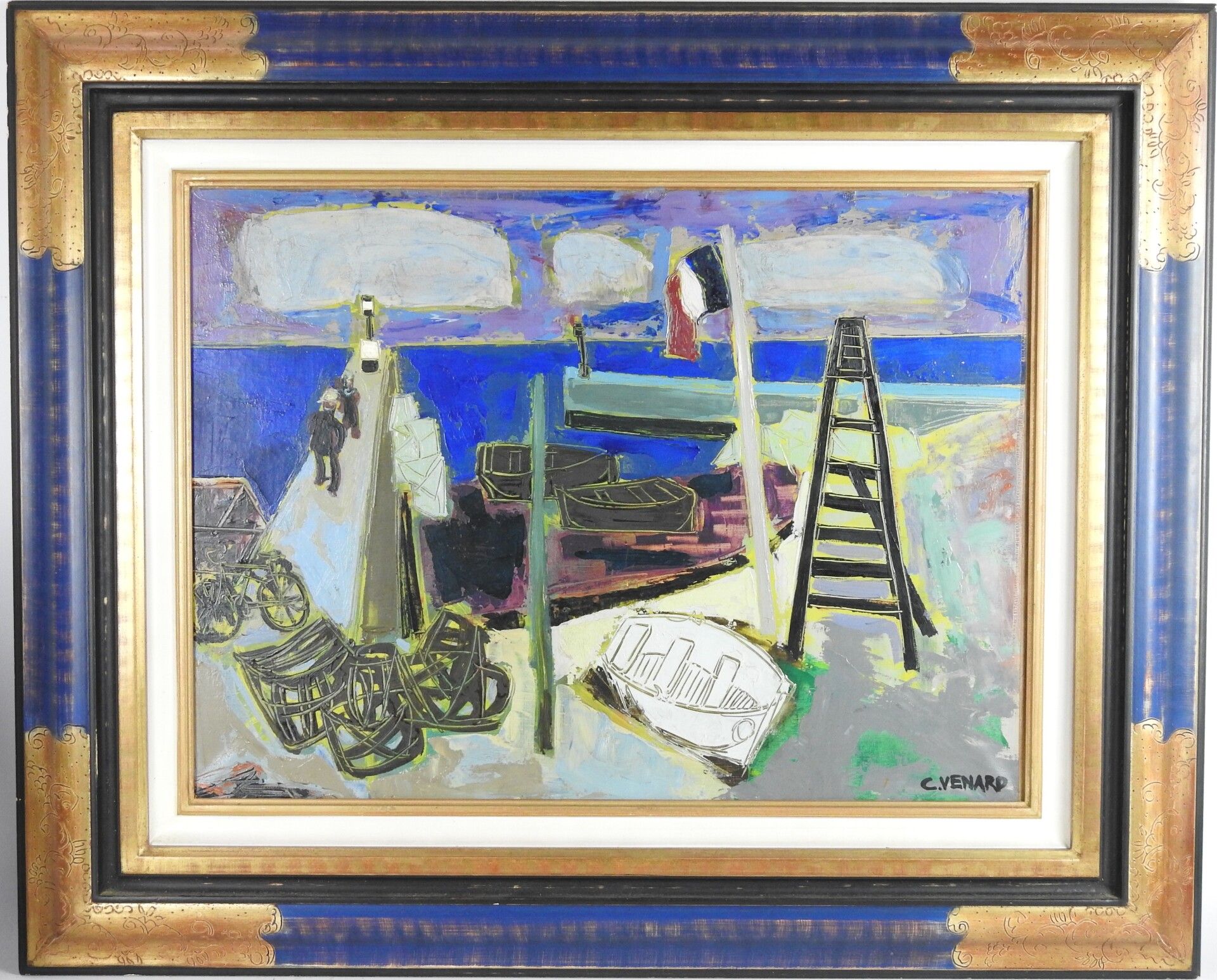 Null 
Claude VENARD (1913-1999). Il porto e le trappole. Olio su tela. 73 x 60 c&hellip;