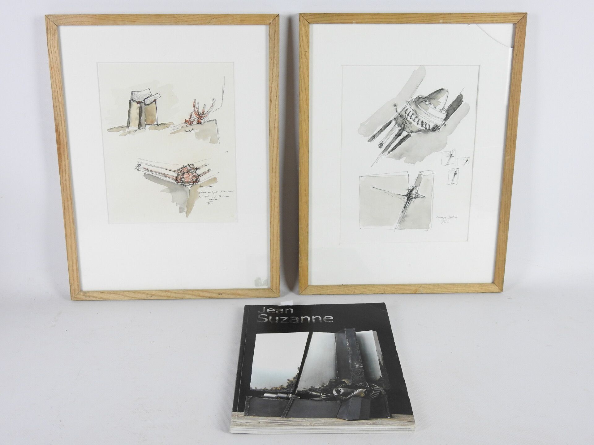 Null Jean SUZANNE (XX-XXIth): Untitled. Two ink wash. 27 x 19 cm and 24 x 19 cm &hellip;