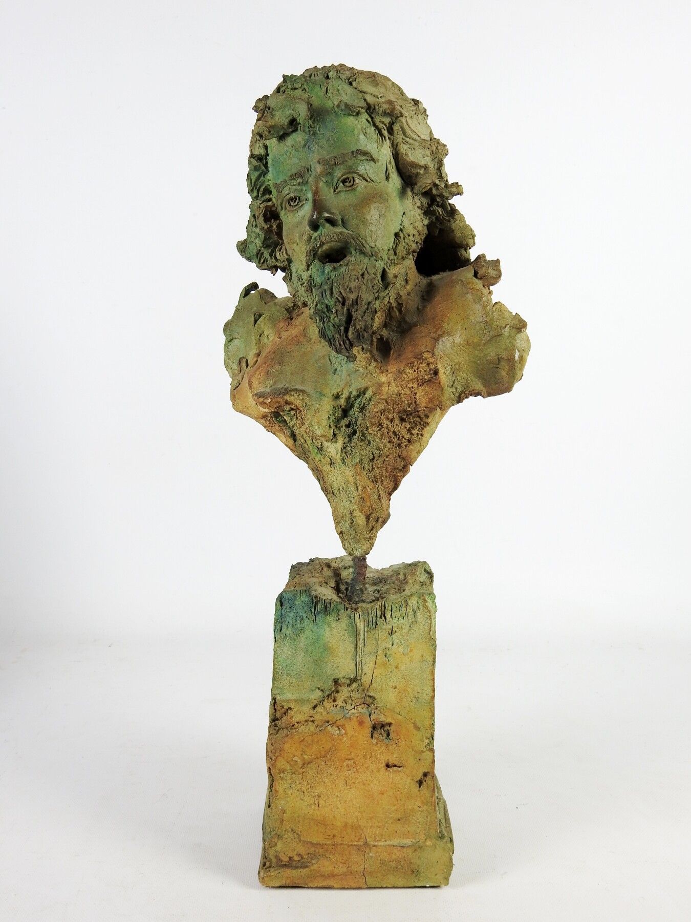 Null H.L. BERGEY（生于1959年）：大胡子半身像。主题为重组的石头和赤土。签名。高度：53厘米。