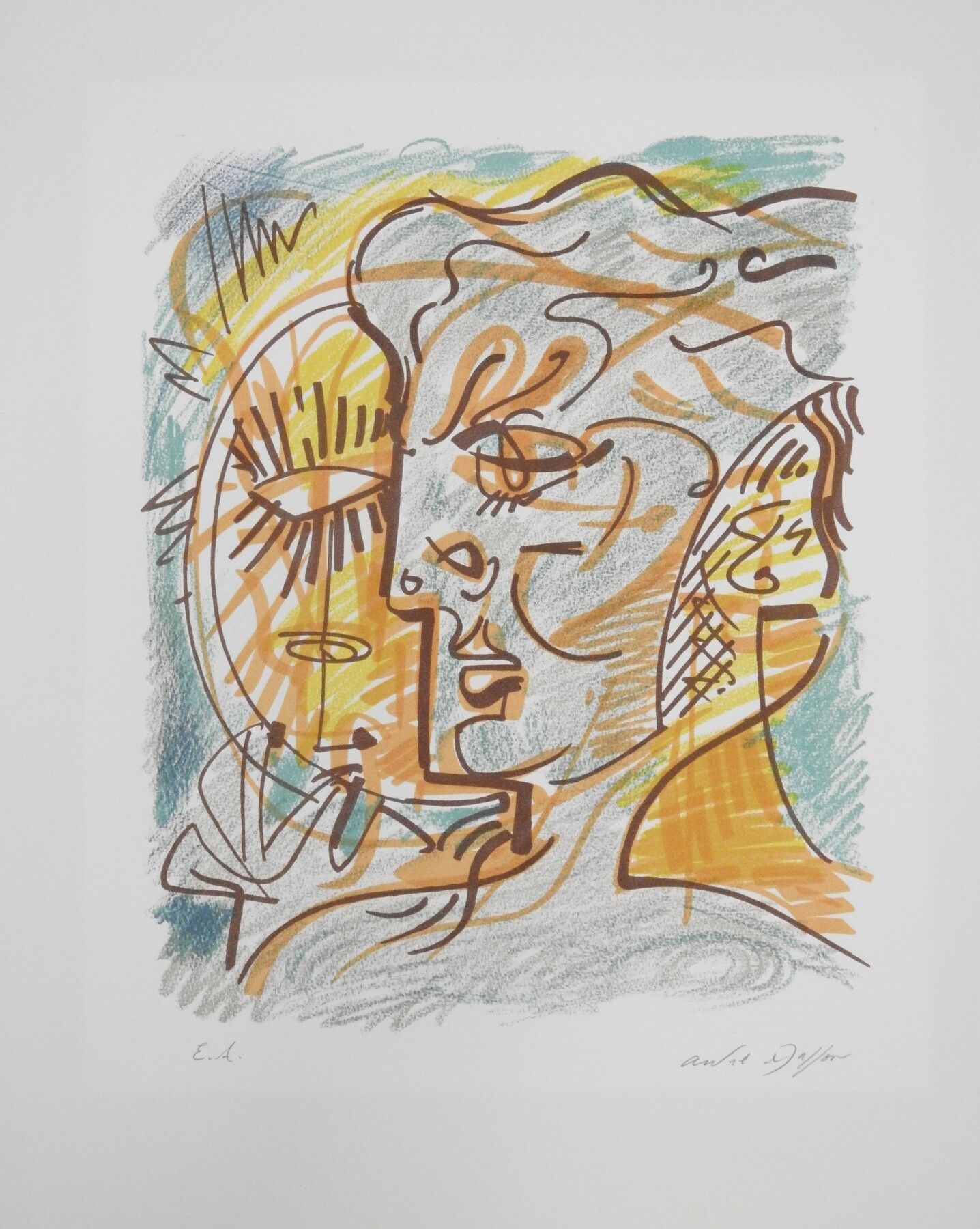 Null André MASSON (1896-1987) : The lady of the sun. Lithograph. Signed lower ri&hellip;
