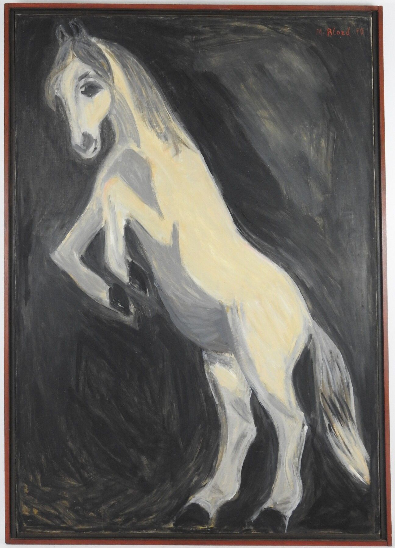Null 莫里斯-布朗德（1899-1974）：白色母马。布面油画。右上方有签名，日期为70。