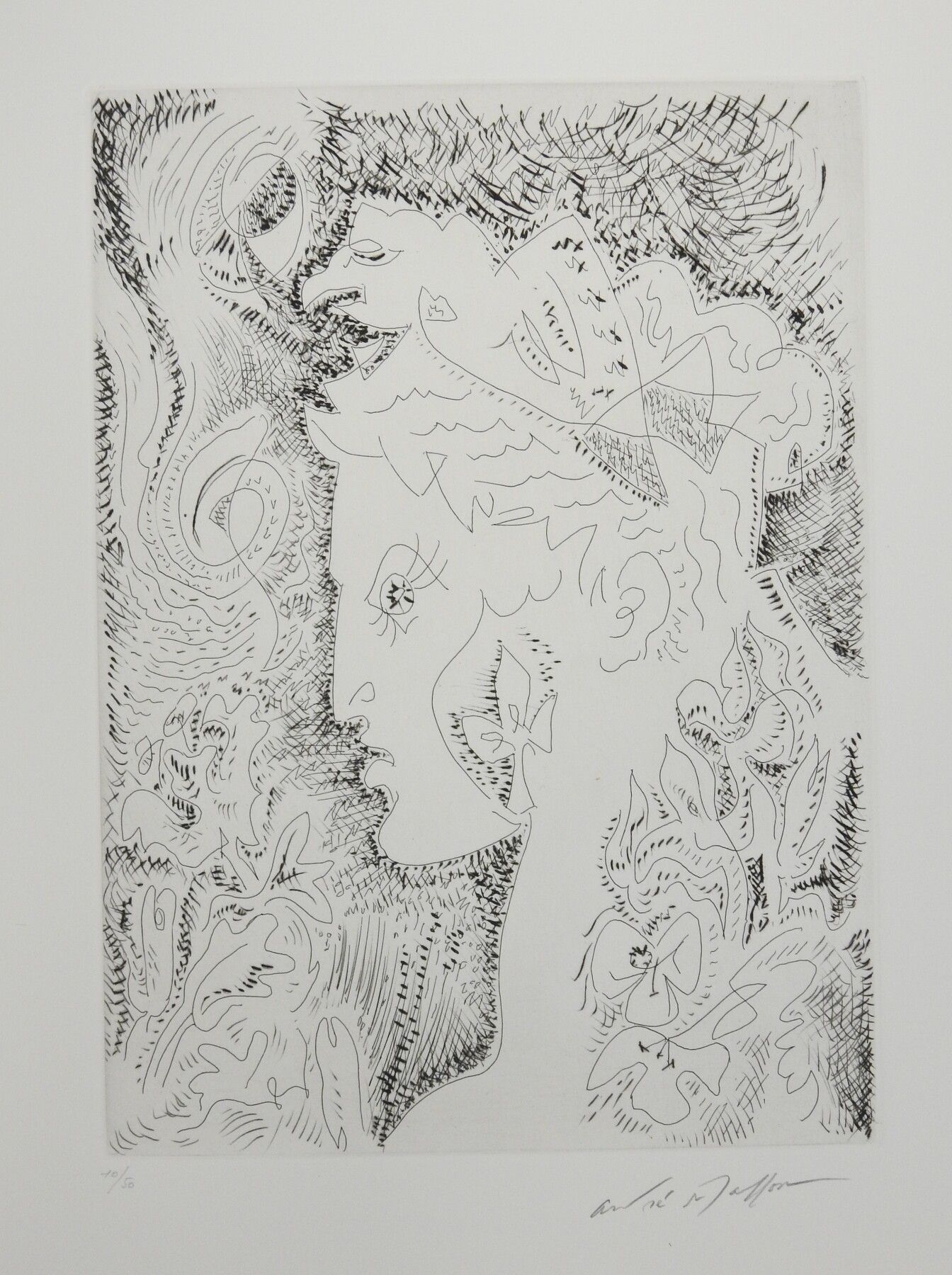 Null 安德烈-马松(1896-1987)：《Morgane parmi les lys》，1976年。蚀刻和干点。右下方有签名。编号为10/50。48 x &hellip;