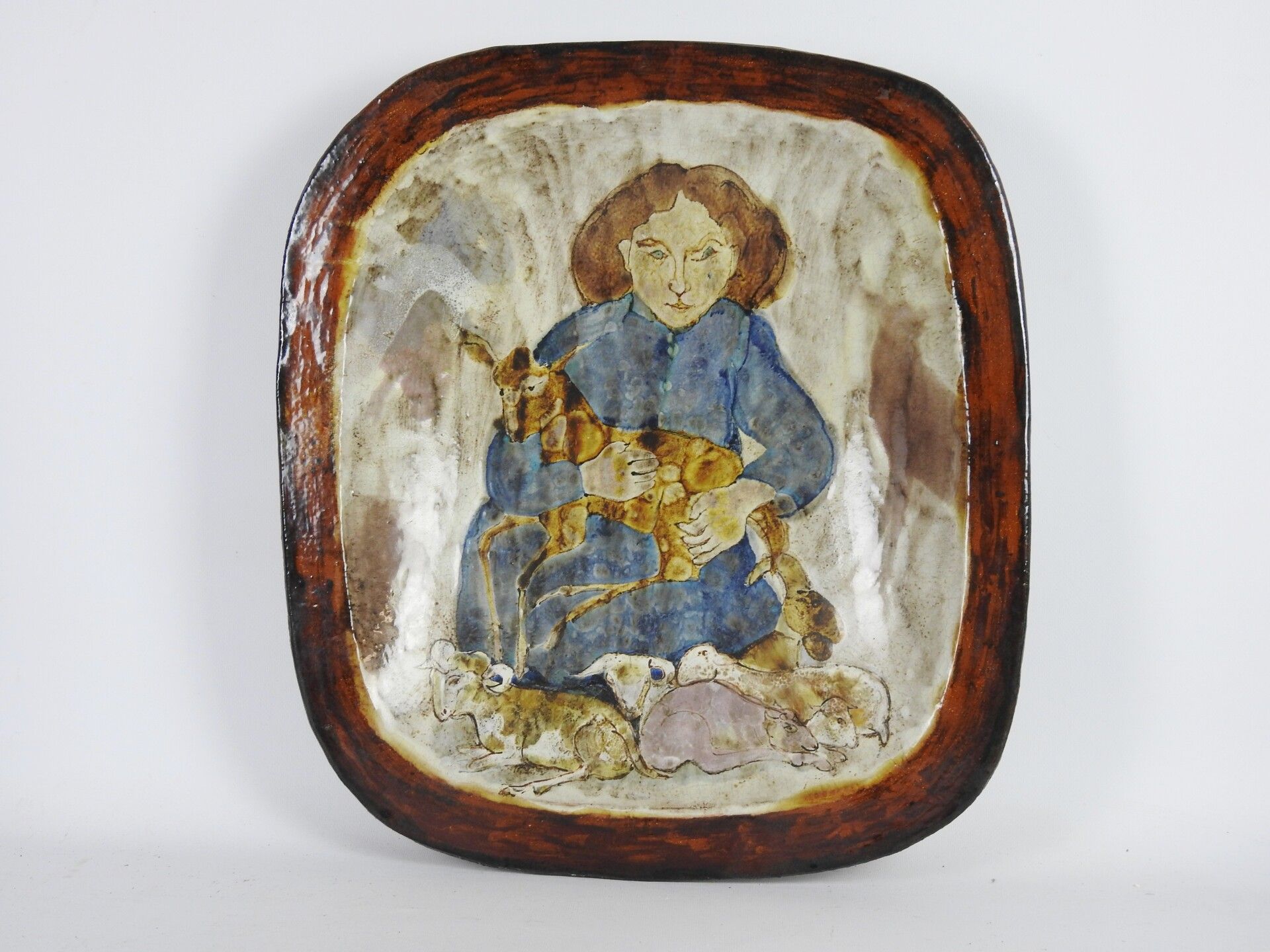 Null Francis CROCIANI (XXth): Important enamelled earthenware dish from Vallauri&hellip;