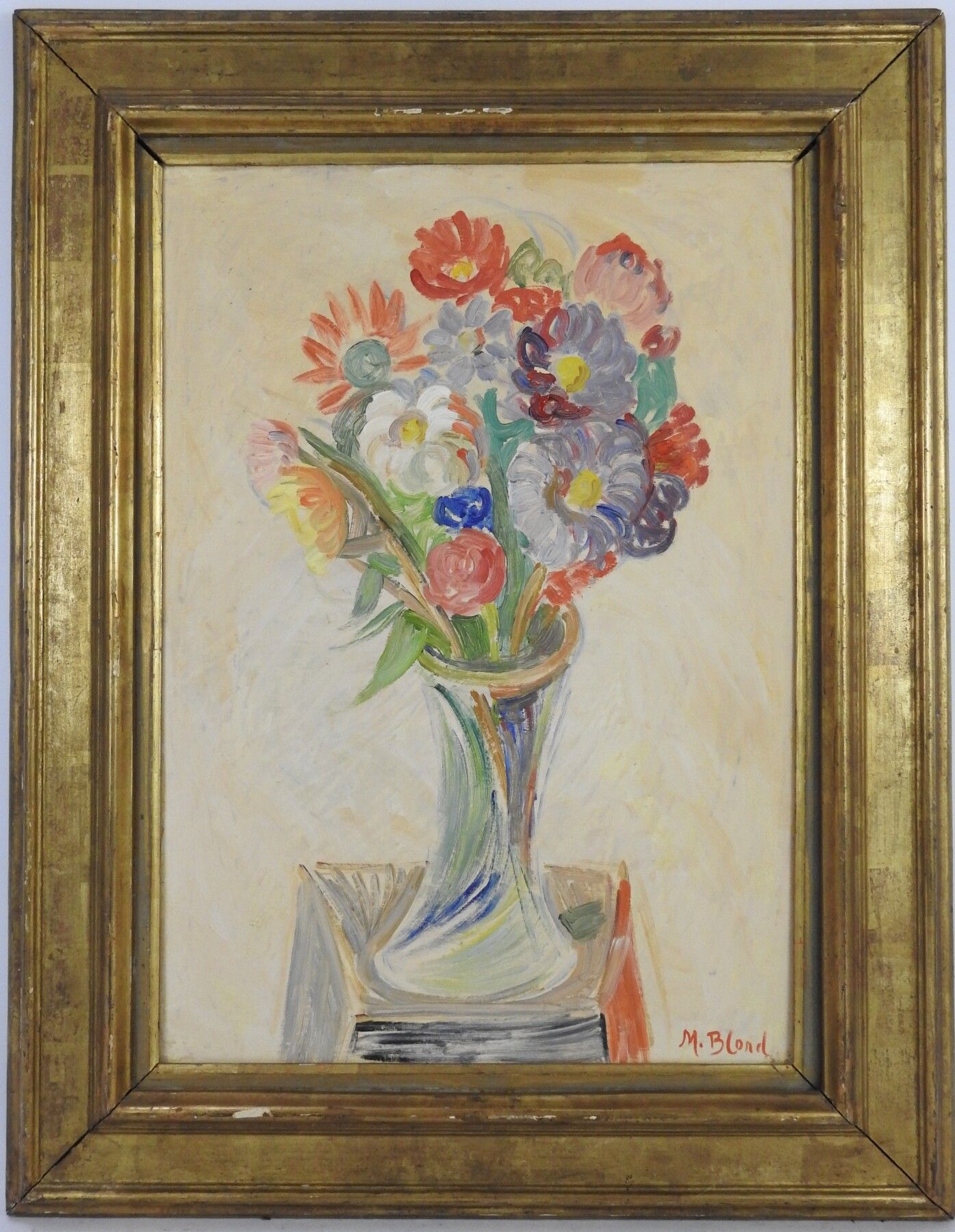 Null Maurice BLOND (1899-1974) : Bouquet de fleurs. Huile sur toile. Signé en ba&hellip;