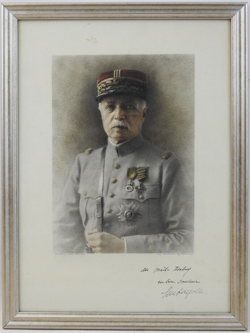 Null PHOTOGRAPHY. Colorized portrait of Marshal Fayolle with handwritten dedicat&hellip;