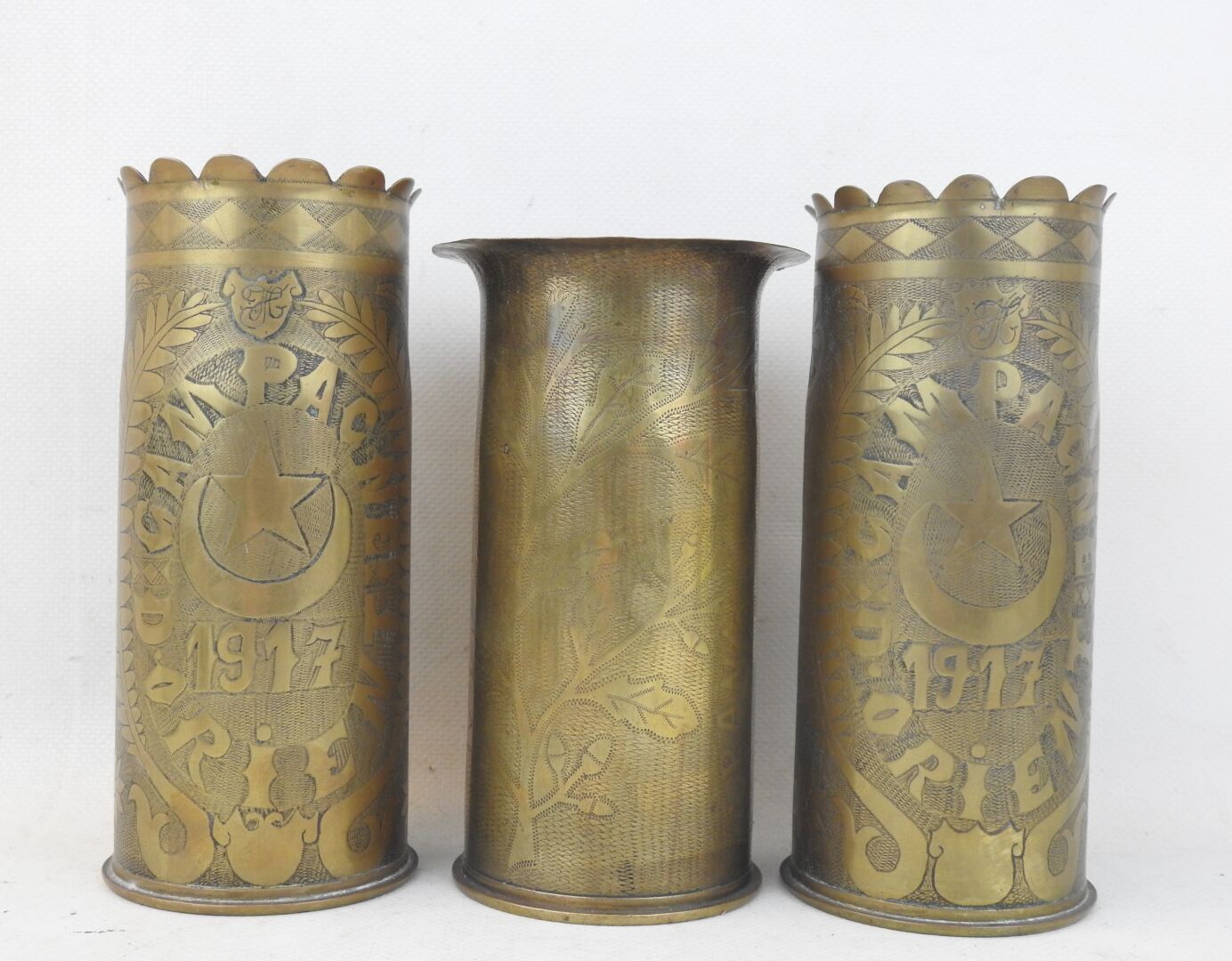 Null Pair of 75 mm cartridge cases engraved: "Souvenir de Monastir, campagne d'O&hellip;