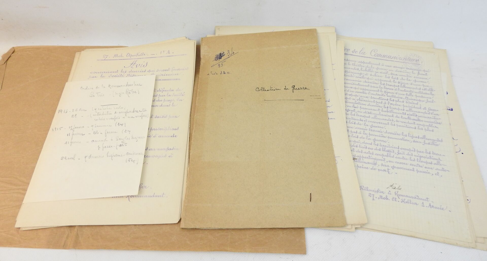 Null 文件。一批32份1914年11月至1915年11月期间拉斐尔（Aisne）市政厅的文件副本：征用令、交通、税收、供应、面包店、1914年12月创建《阿&hellip;