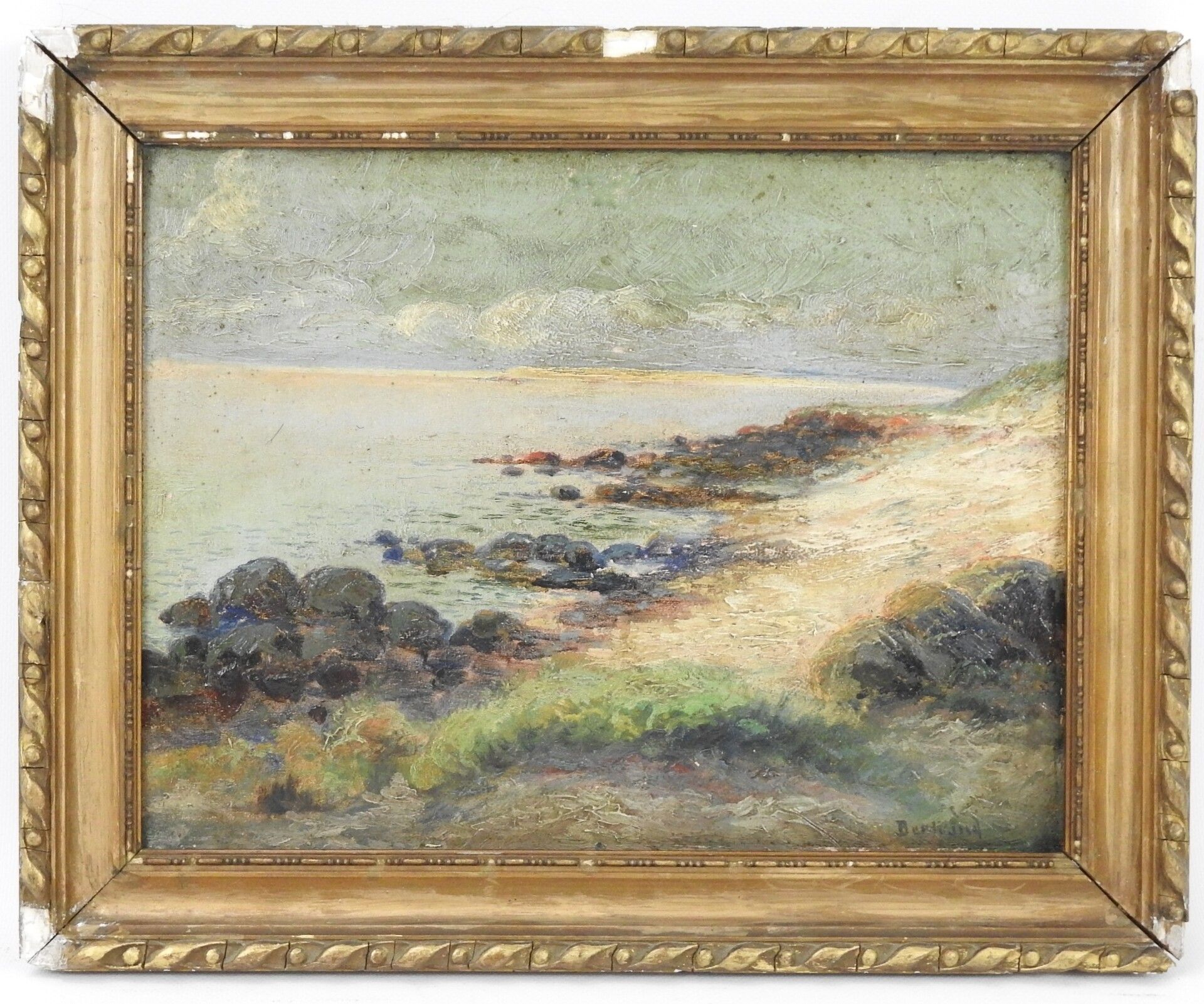 Null 伯特朗（第十九至二十届）。海边。板上油彩。右下方有签名。26,5 x 35厘米。