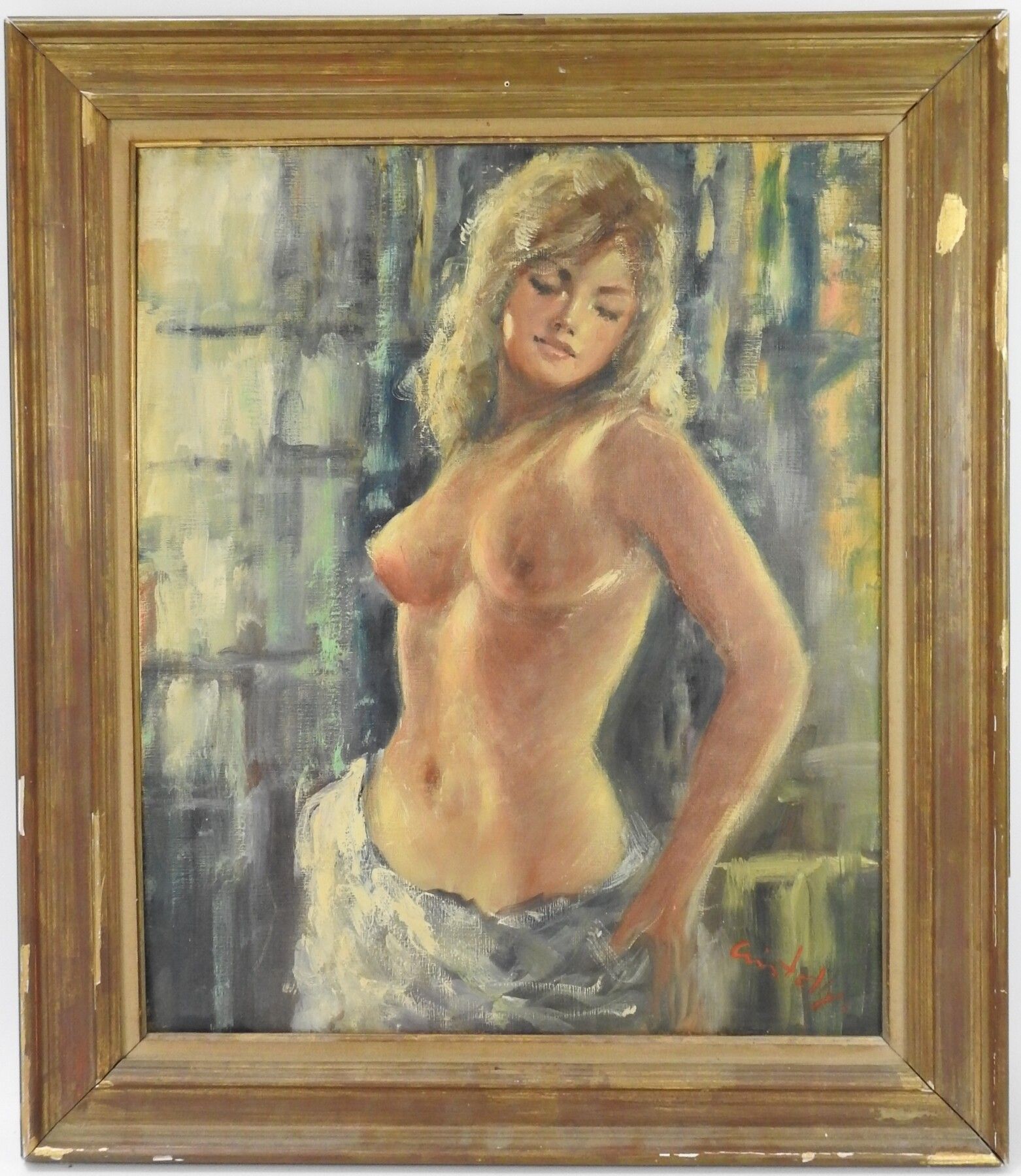 Null CRISTELLY (Xth). Nude face. Oil on canvas. Signed lower right. 64 x 54 cm.