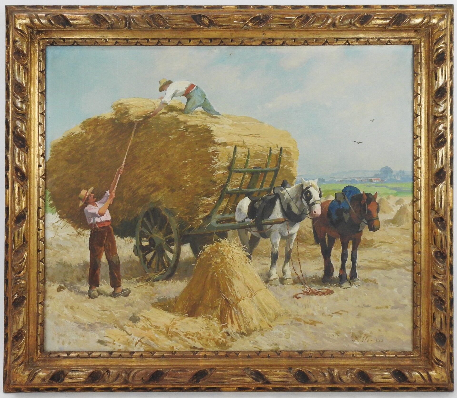 Null J. WAUTERS (XIX-XXth). The harvest. Oil on canvas. Signed lower right. 54 x&hellip;