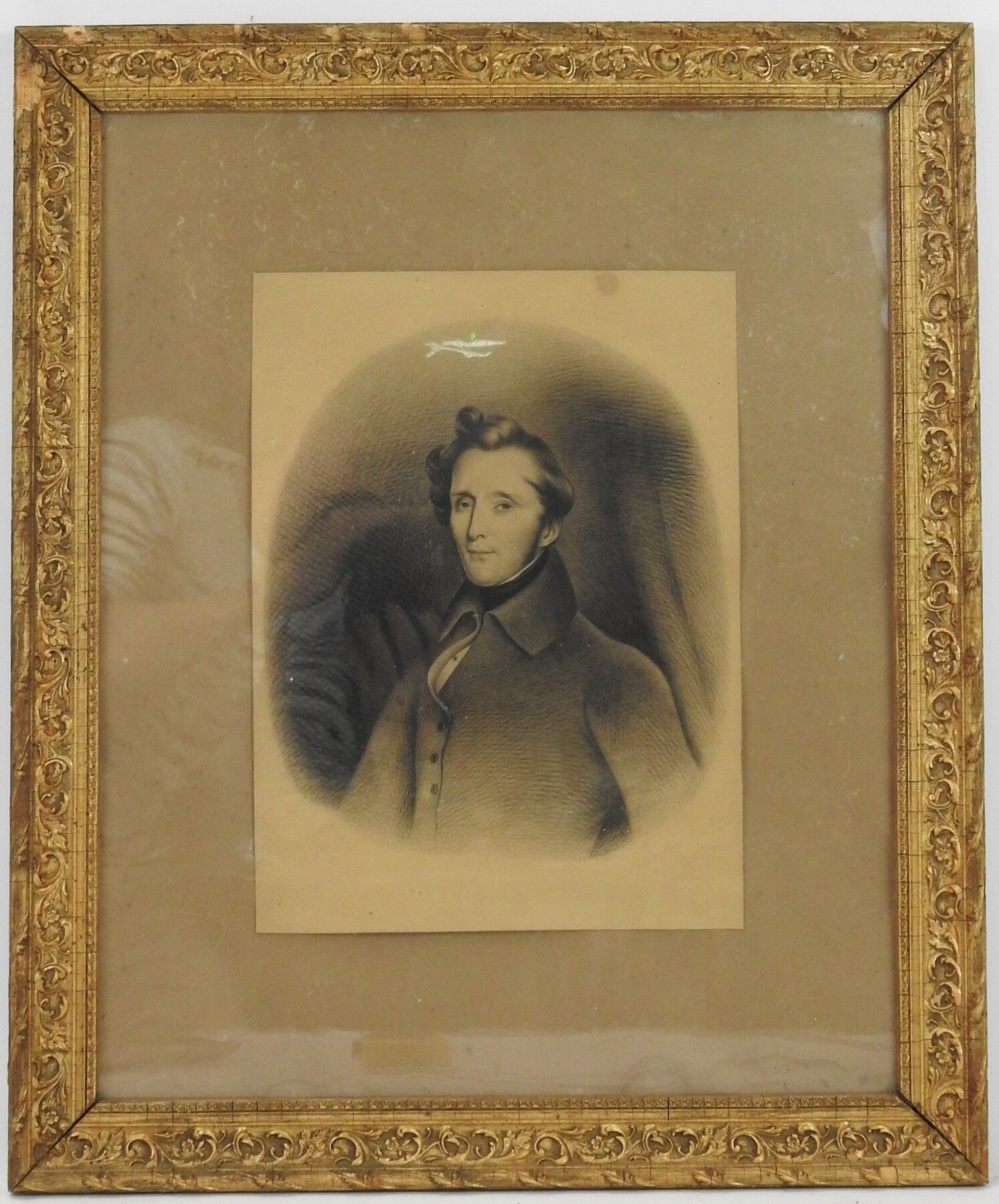 Null Ecole du XIXème. Portrait d'homme. Gravure. 34 x 24 cm.