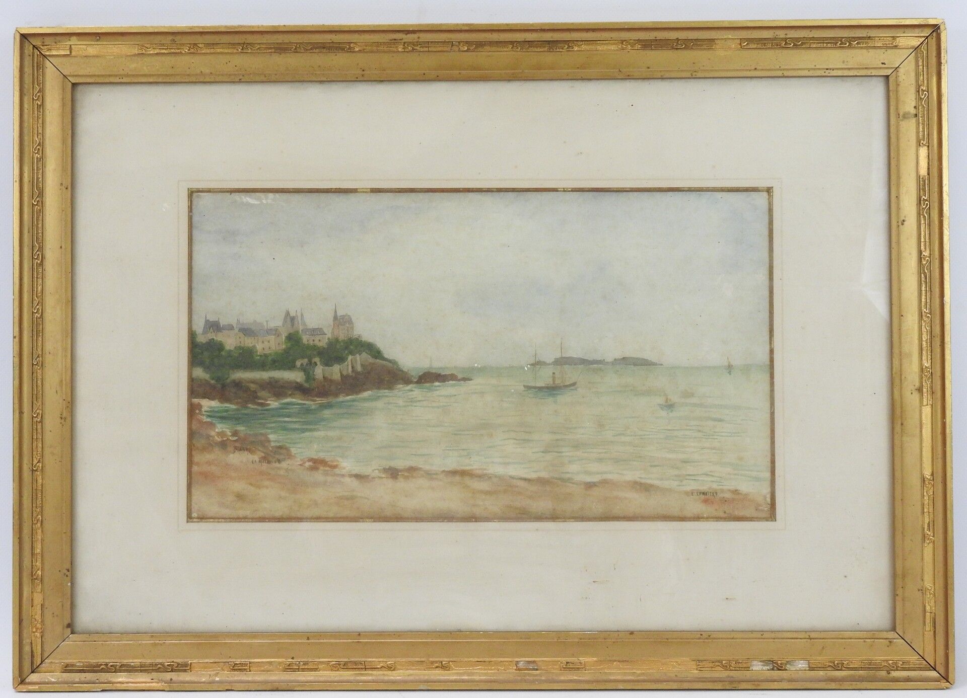 Null E. LEMAITRE (XIX-XXth). Dinard, the Malouine. Watercolour. Signed lower rig&hellip;