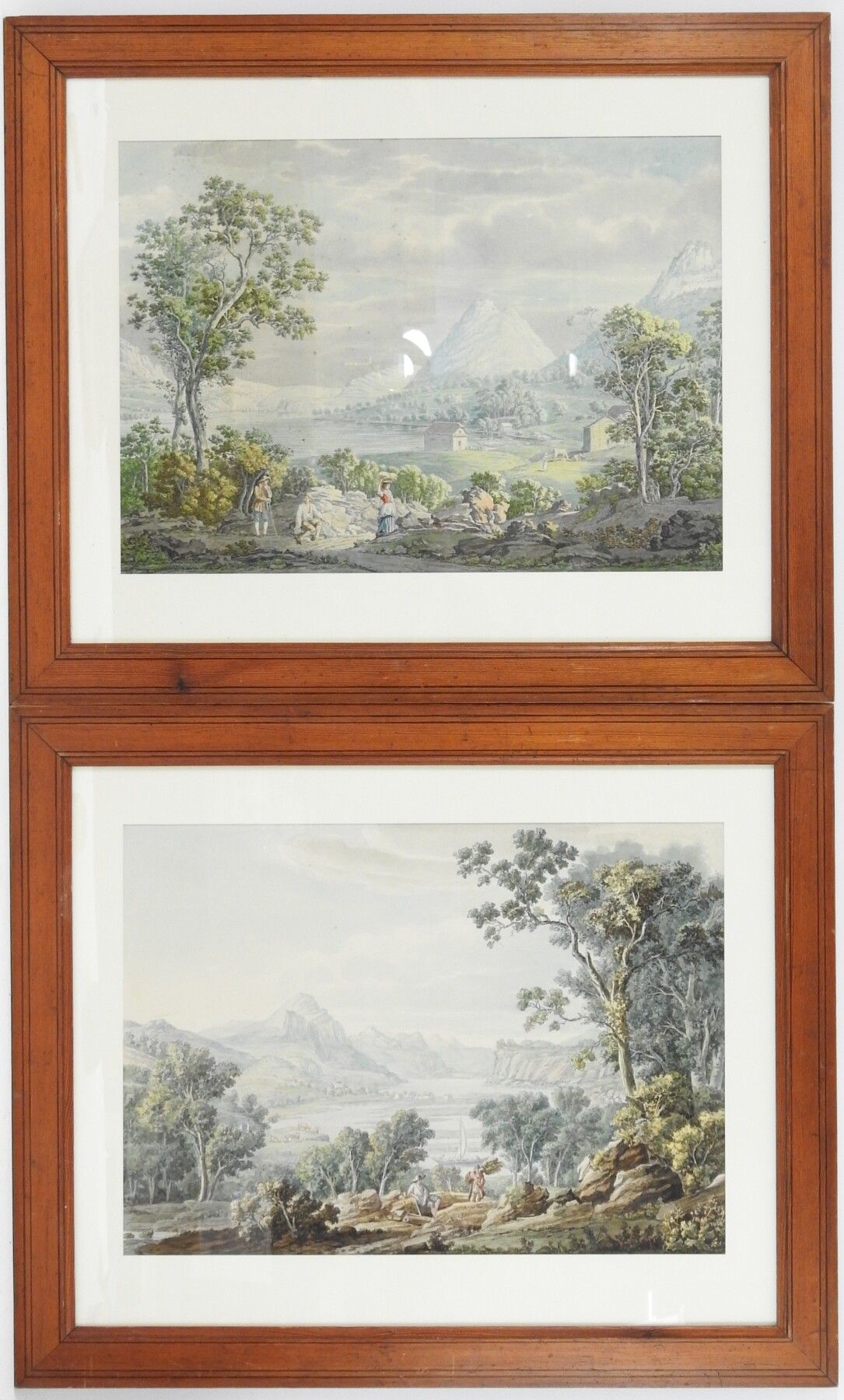 Null Scuola del XIX secolo. Paesaggi animati. Riproduzioni. 37 x 52 cm a vista.