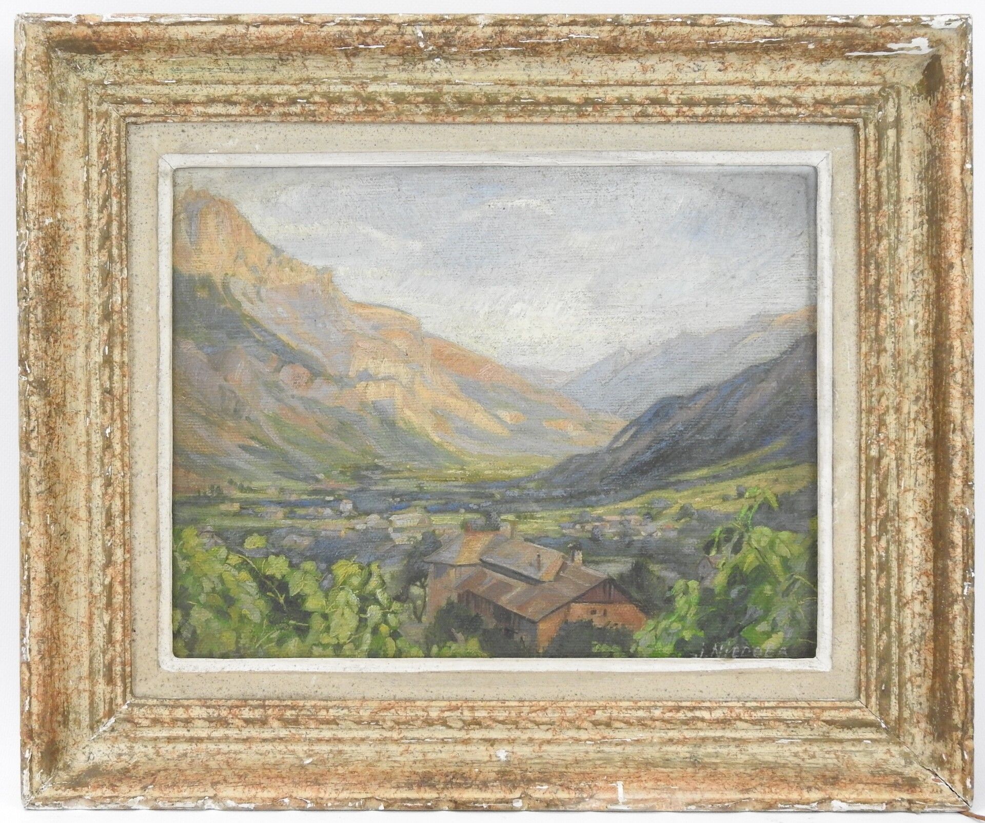 Null Jeanne Niedoba (Xxème). Valley of Saint Jean. Oil on canvas. Signed lower r&hellip;