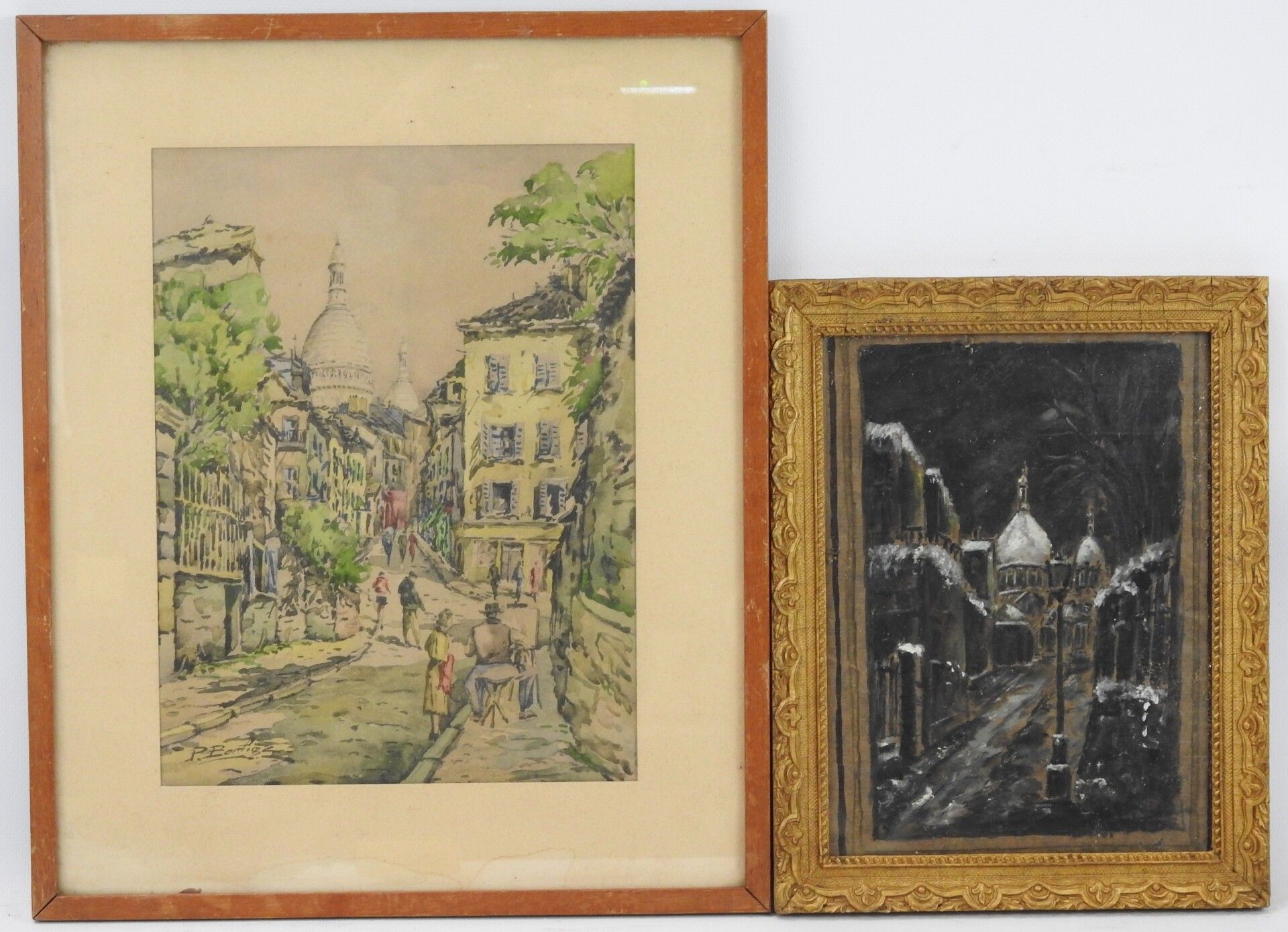Null DEUX Vues de Montmartre. Une aquarelle signée en bas à gauche. 28 x 21 cm. &hellip;