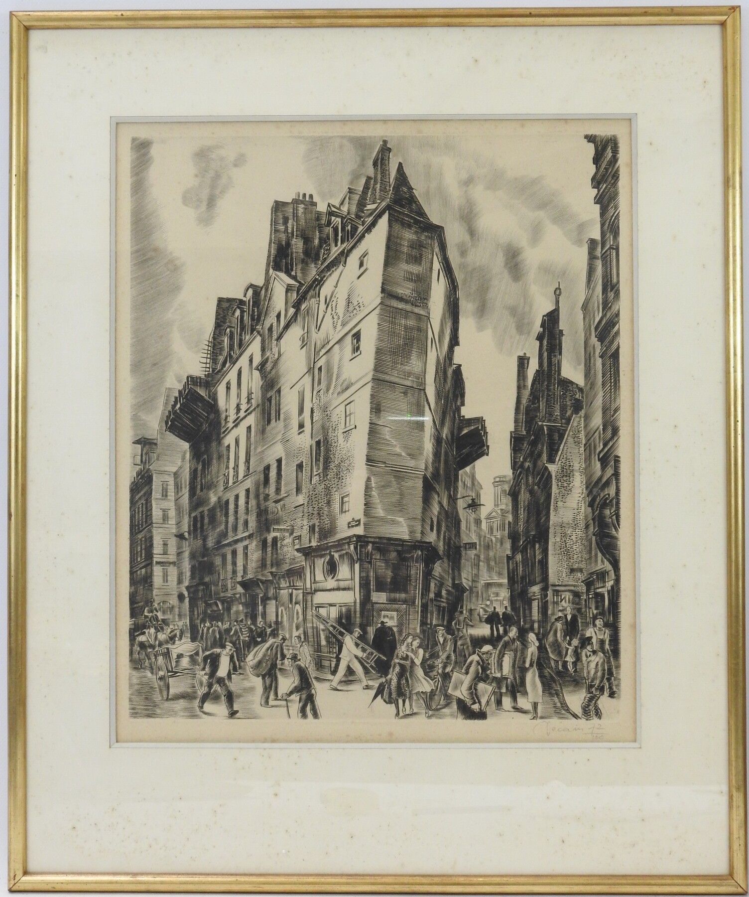 Null Albert DECARIS (1901-1988): Animated street. Burin. Signed lower right and &hellip;