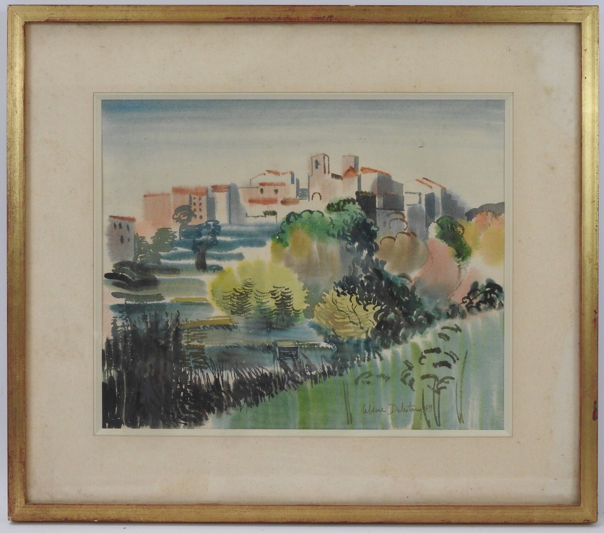 Null LEFEVRE DELESTANG (20th): Provencal village. Watercolour. Signed and dated &hellip;