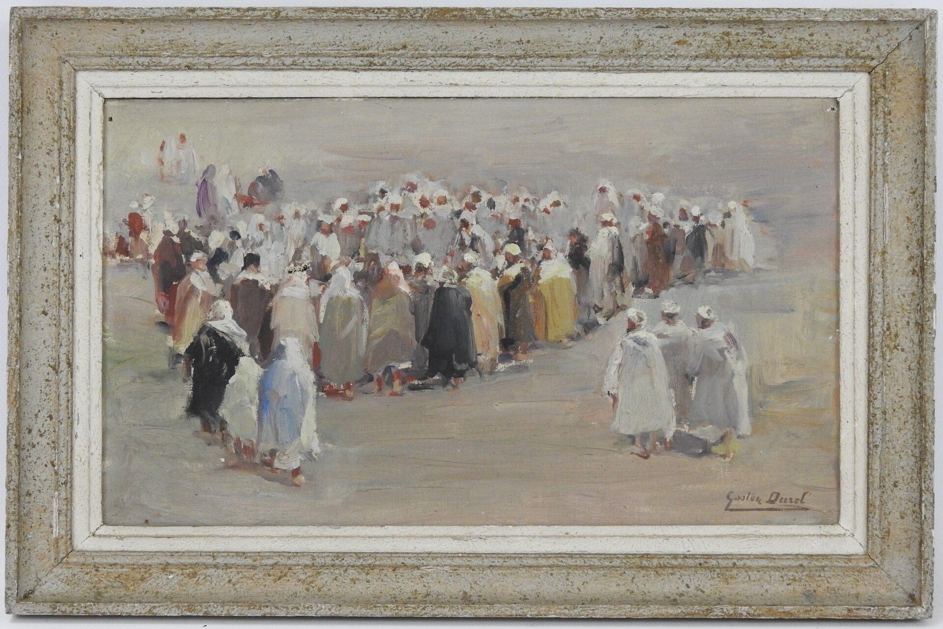 Null Gaston DUREL (1879-1954) : Foule à Beni Mellal. Huile sur toile. Signé en b&hellip;