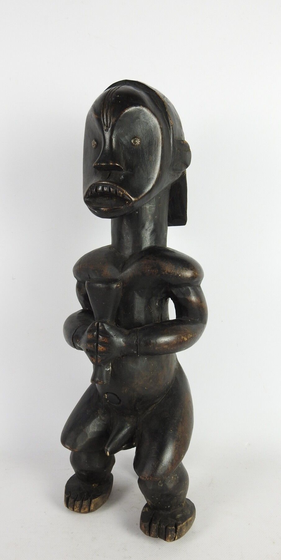 Null FANG GABON : Wood with dark patina and metal. Statue of the guardian of Bye&hellip;