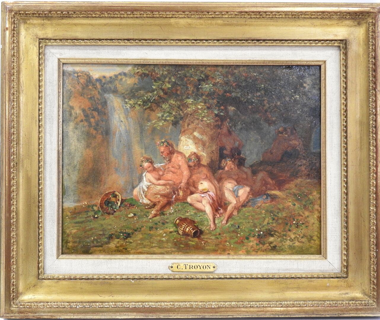 Null 法国学校 第十九至二十世纪

巴克斯和仙女们在乌托邦式的风景中。

镶木板上的油画。

左下方有 "Troyon "的签名。

23,5 x 31 c&hellip;