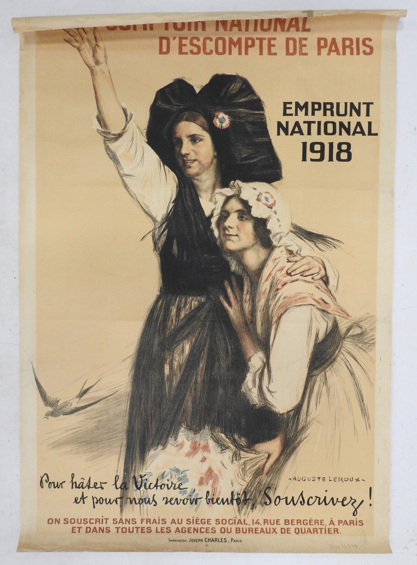 Null AFFICHE. Emprunt de la défense nationale 1918 "Pour hâter la victoire...", &hellip;