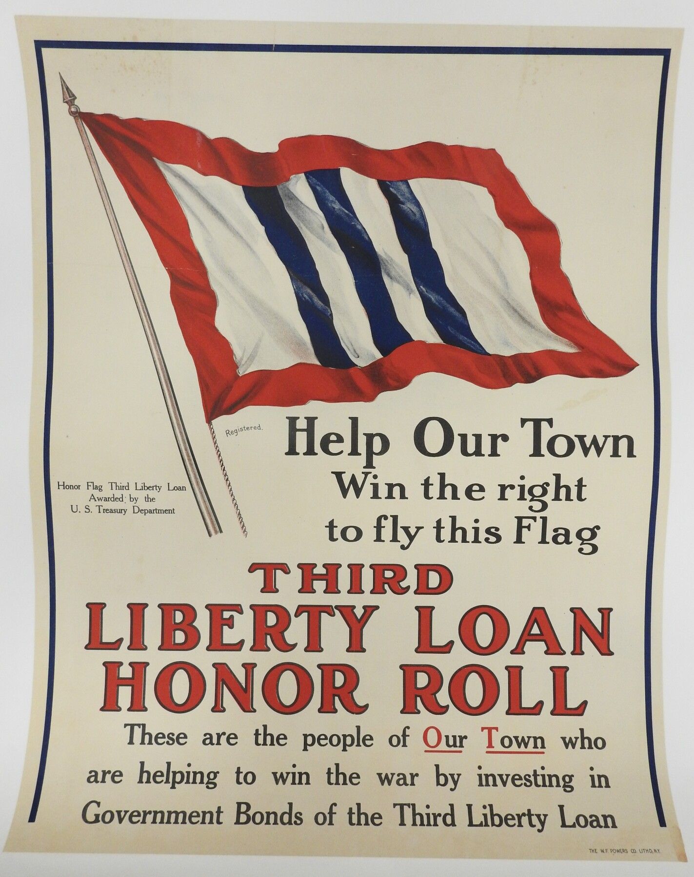 Null AFFICHE. "Third Liberty Loan Honor roll", imp. W.F Powers & co, NY, affiche&hellip;