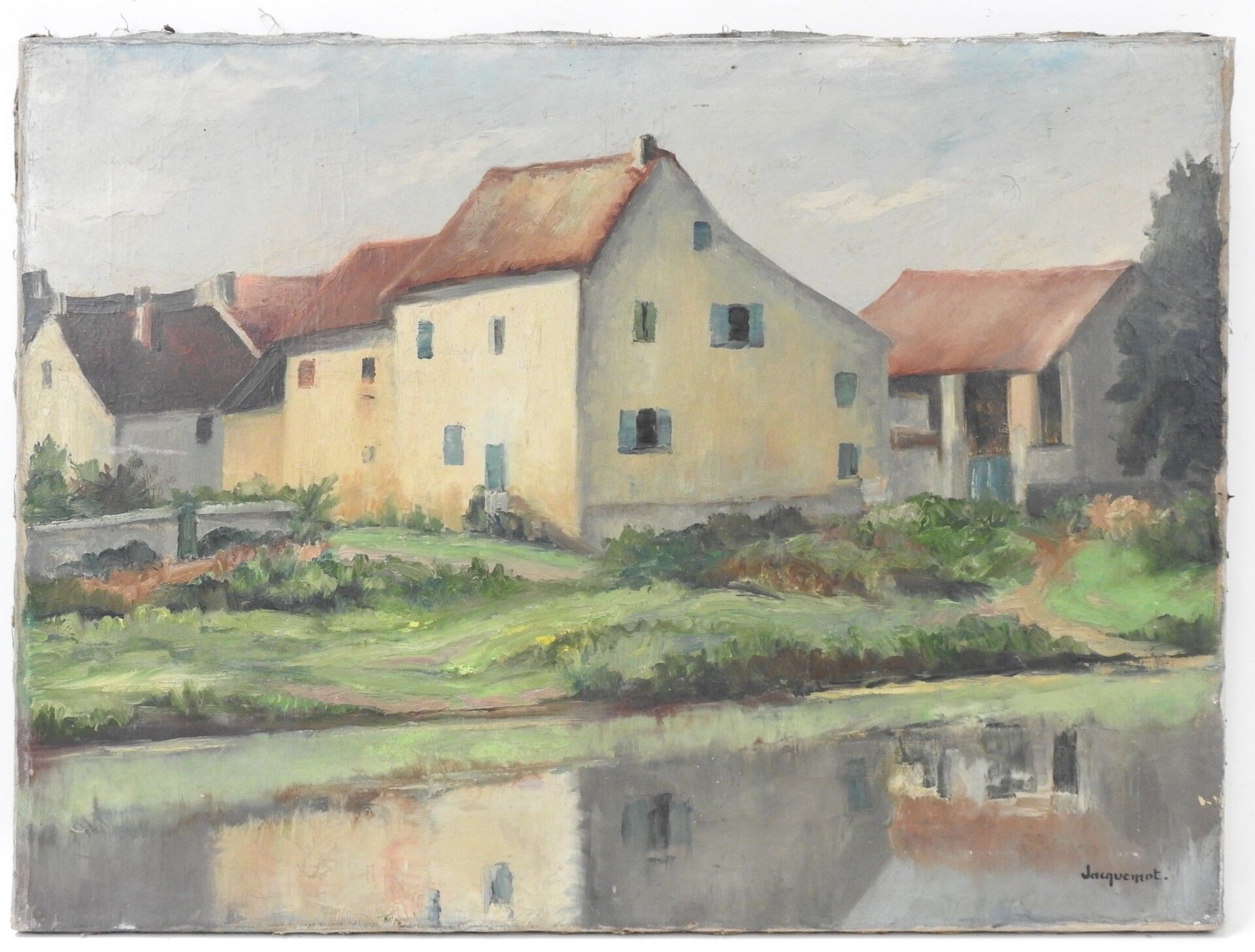 Null Charles JACQUEMOT (1879-1946). La Marne à Fay le Bac. Huile sur toile. Sign&hellip;