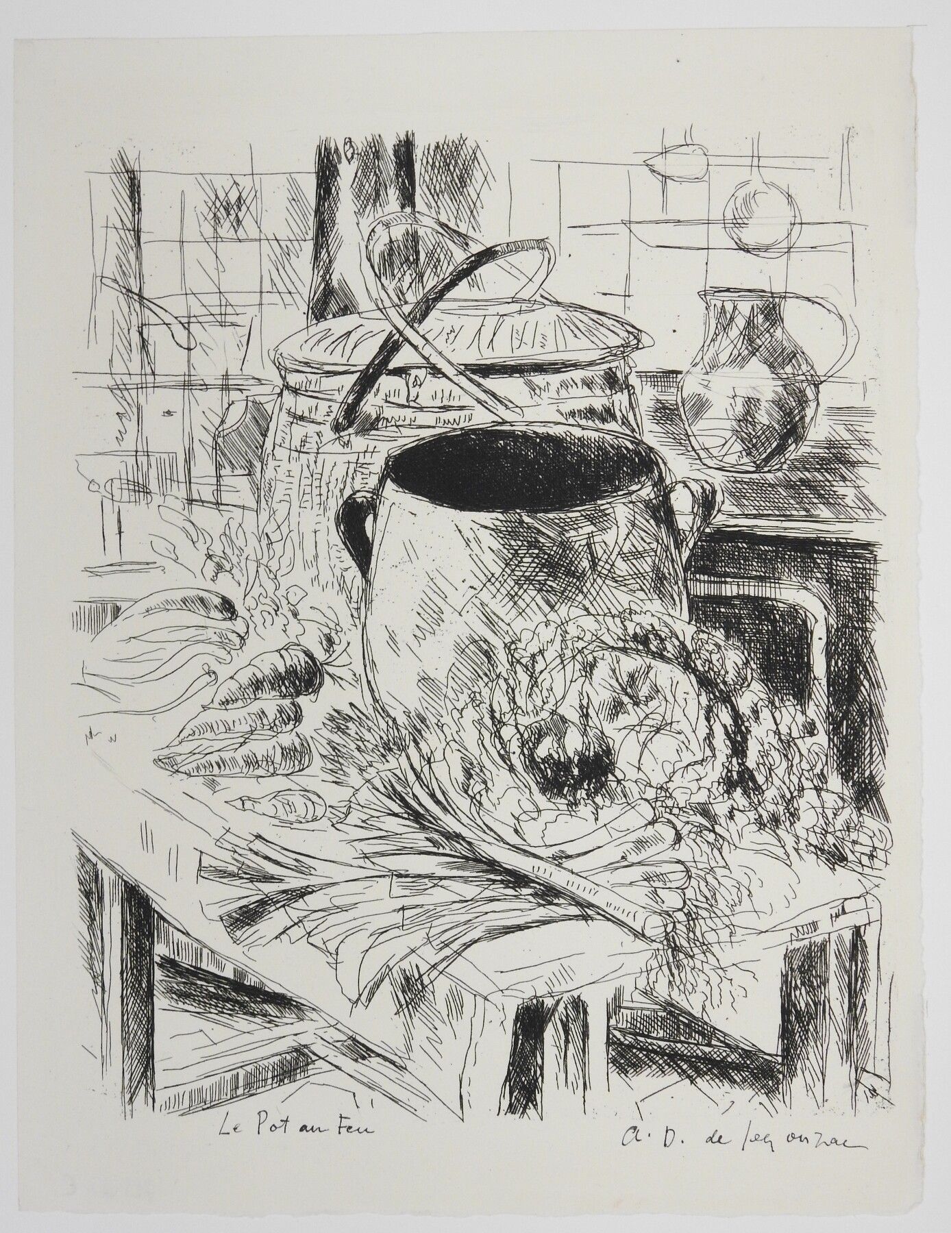 Null André DUNOYER DE SEGONZAC (1884-1974): The Pot au feu.蚀刻。右下方有签名。题目是。34 x 26&hellip;