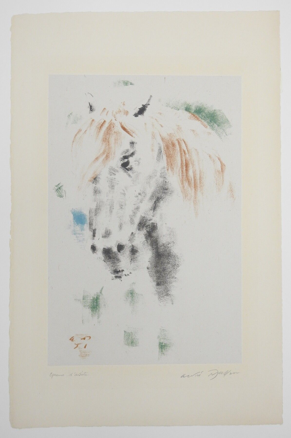 Null André MASSON (1896-1987) : Head of a horse. 1951. Lithograph in colors. Sig&hellip;