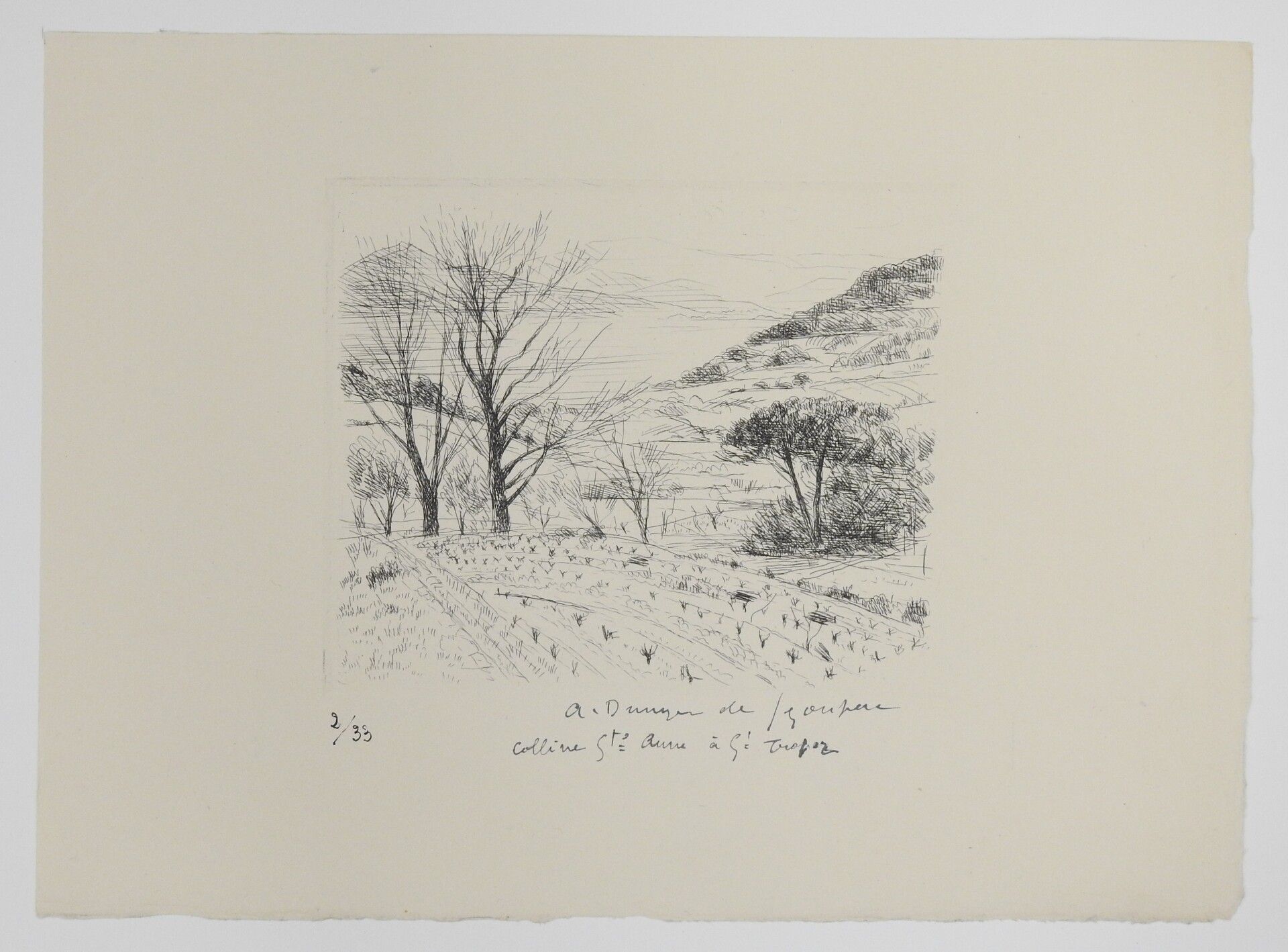 Null 安德烈-杜诺耶-德-塞贡扎克（1884-1974）：二月在普罗旺斯。圣特罗佩的Coline Sainte Aurore。蚀刻。右下方有签名。题目是。编&hellip;