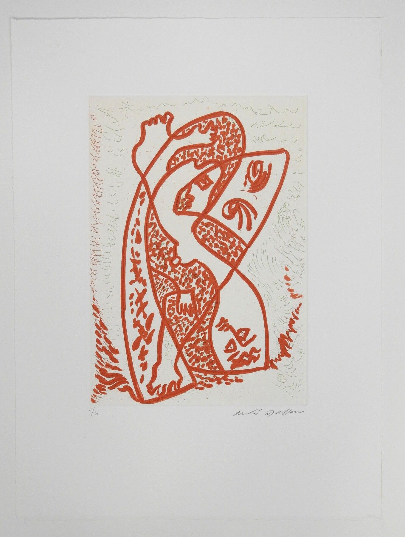 Null 安德烈-马松（1896-1987）：《Volte》。1981.蚀刻。右下方有签名。左边的编号是2/50，43 x 32 cm。