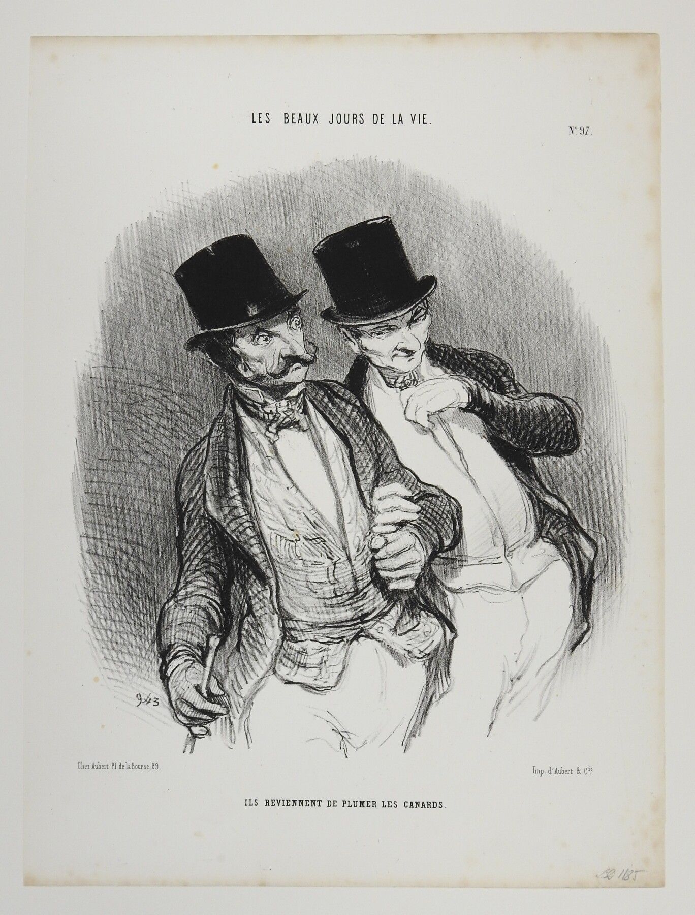 Null Honoré DAUMIER (1808-1879): 他们拔完鸭子就回来了。石版画。奥贝特印制。图版N°97《生命中的美好时光》，1846年8月23&hellip;