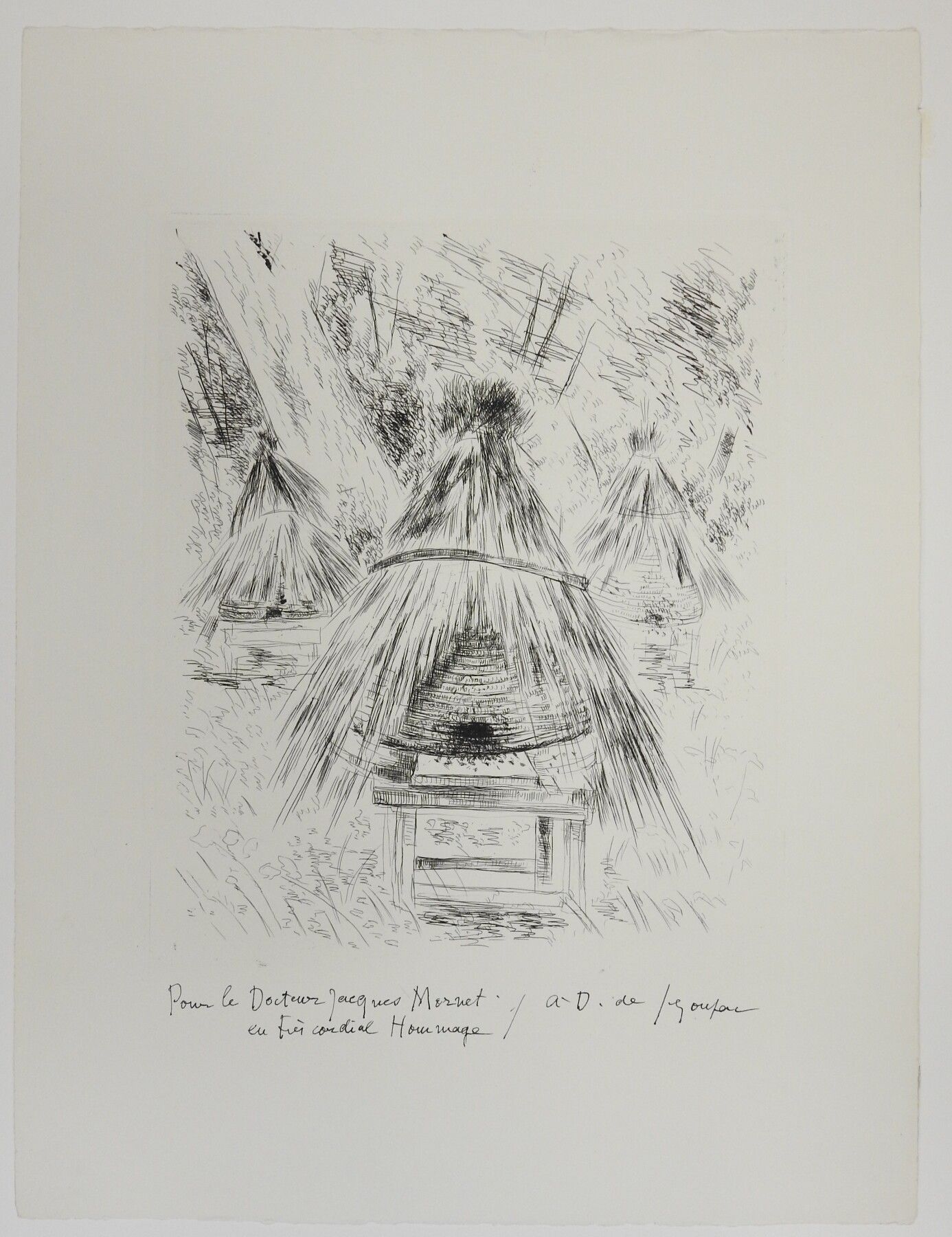 Null André DUNOYER DE SEGONZAC (1884-1974): Chaville的蜂巢。来自《Géorgiques》一书。蚀刻。右下方有&hellip;