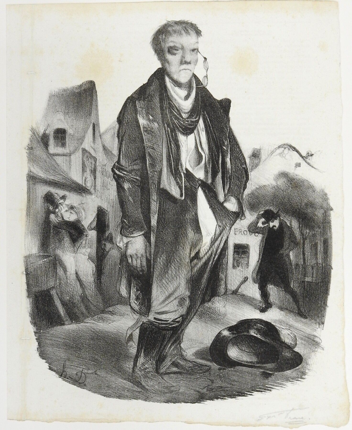 Null 奥诺雷-道米埃尔（1808-1879）：《醉汉》。石版画。发表于1834年3月3日。夏利文报》的证明。31 x 25厘米。