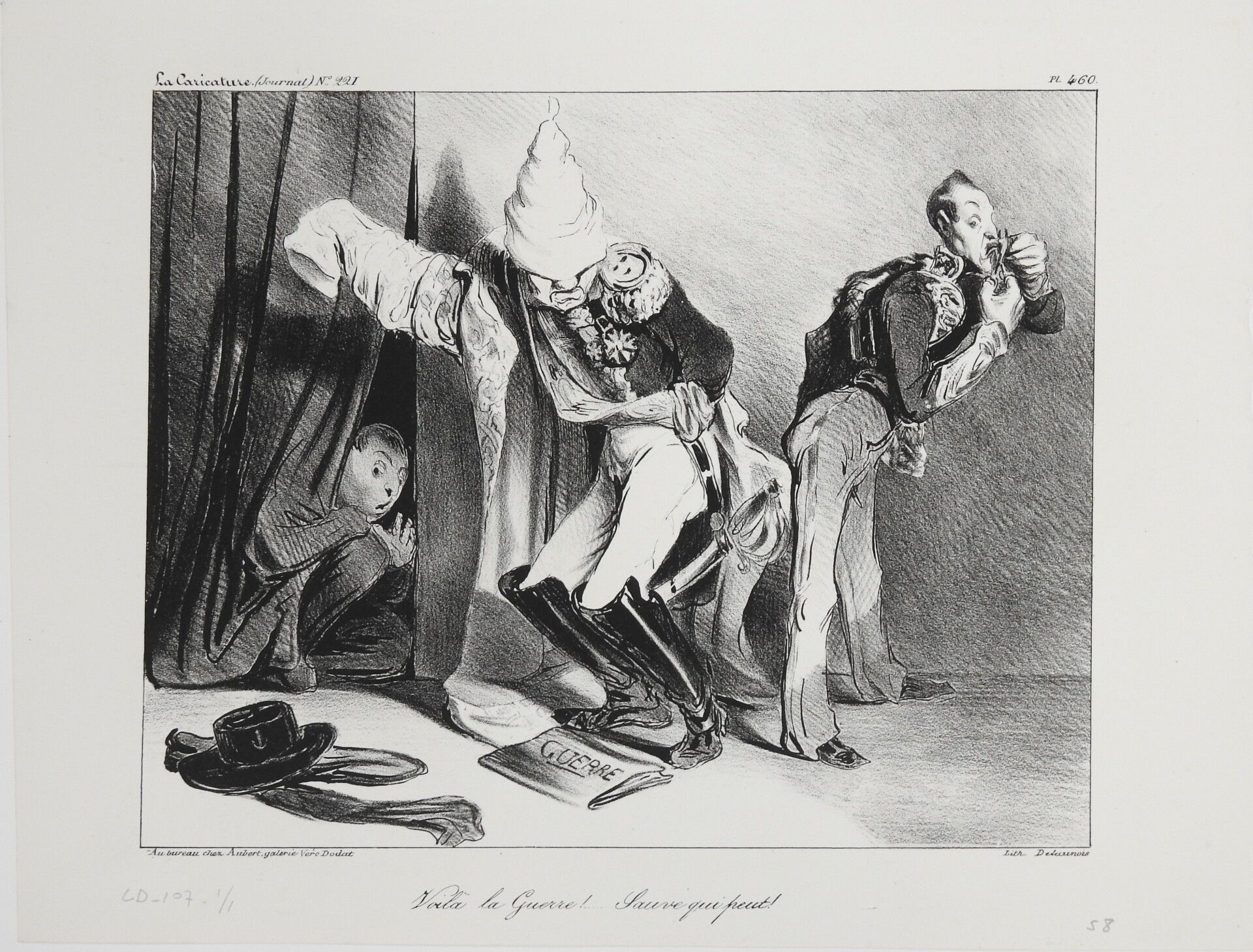 Null Honoré DAUMIER (1808-1879) : 战争来了!敢想敢做!石版画由德拉努瓦印刷。La Caricature N°221报纸的图版4&hellip;