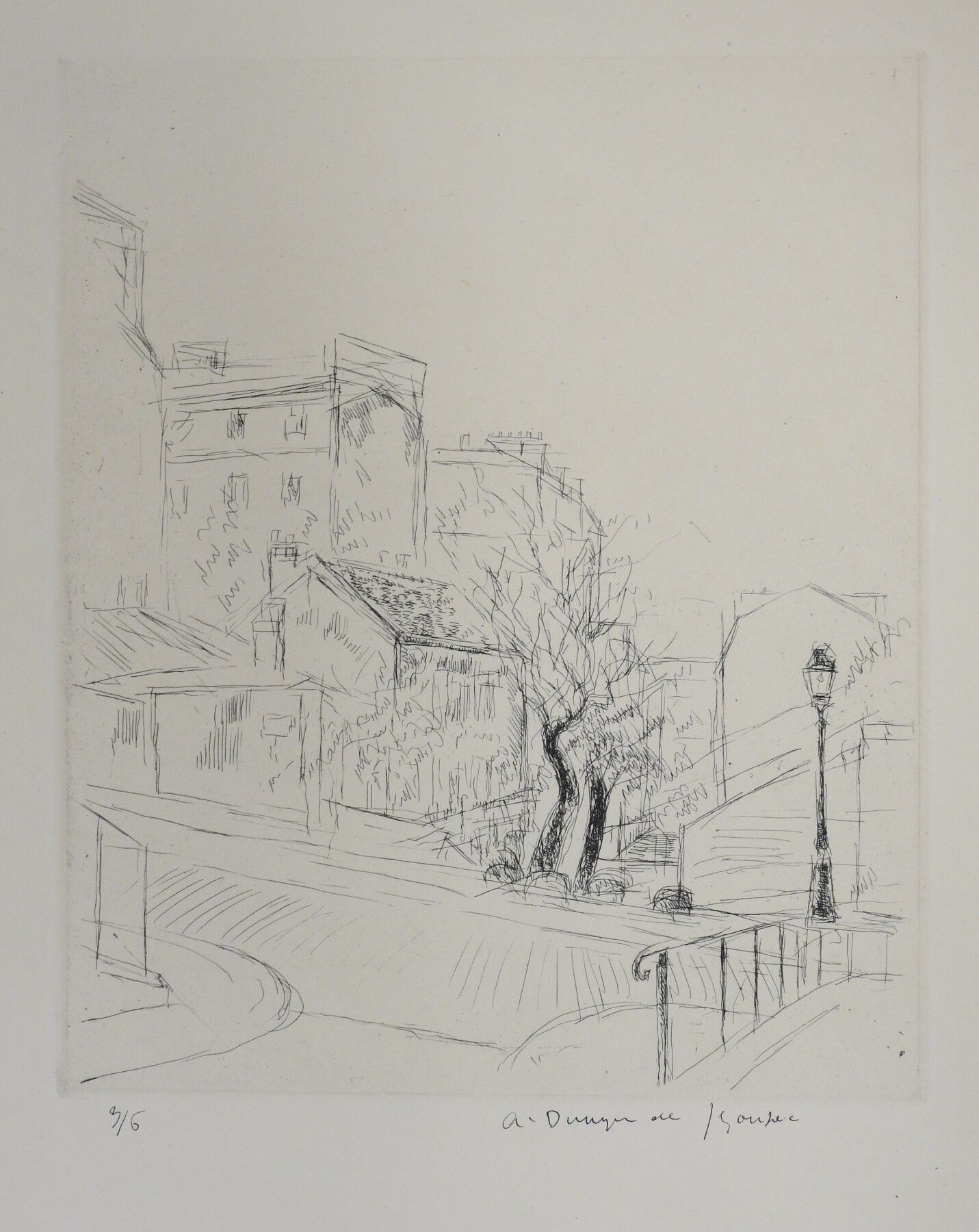 Null André DUNOYER DE SEGONZAC (1884-1974) : Paysage montmartrois. Eau-forte. Si&hellip;