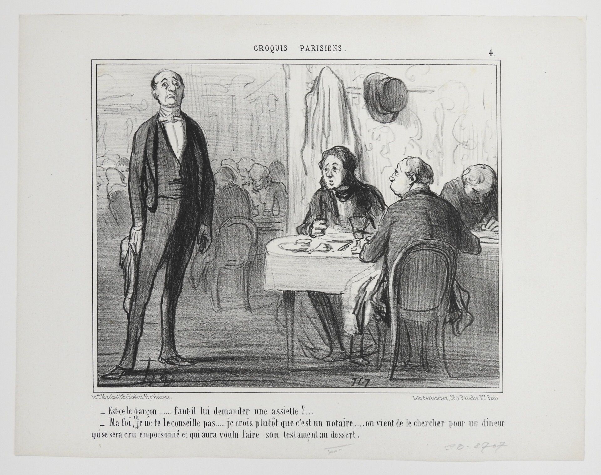 Null Honoré DAUMIER (1808-1879): Is the boy to ask him for a plate? Lithograph b&hellip;