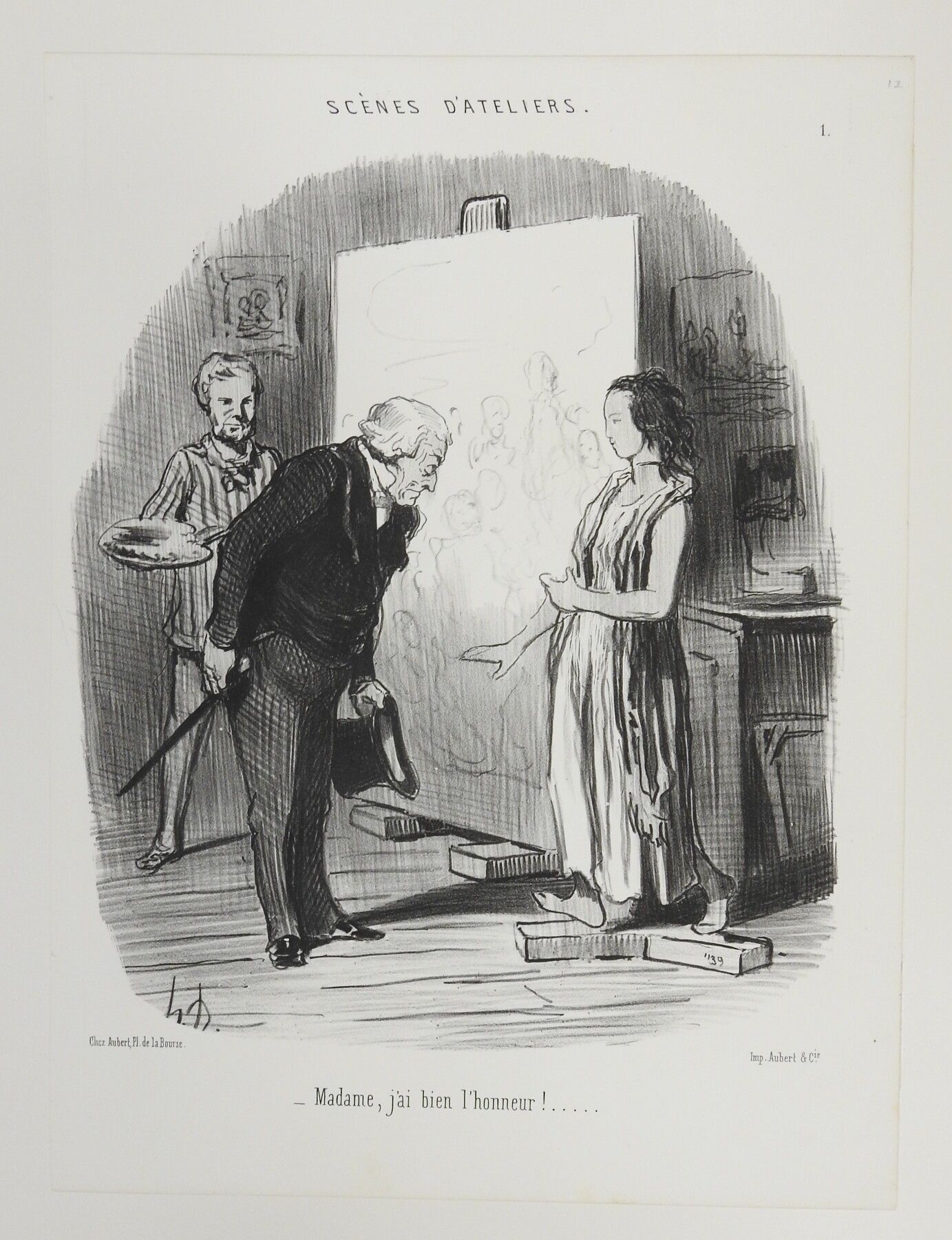 Null Honoré DAUMIER (1808-1879) : Madame, ich habe die Ehre! Lithographie. Gedru&hellip;