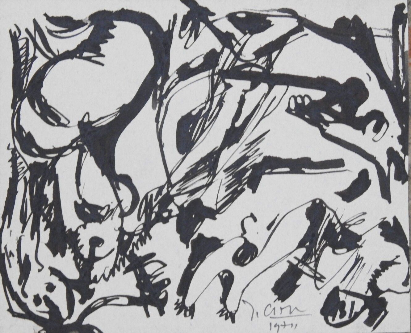 Null 让-乔治-夏普(1913-2002)

黑色的成分

灰纸上的水墨画，右下角有签名和日期1971年

16.5 x 19.5 cm 正在观看