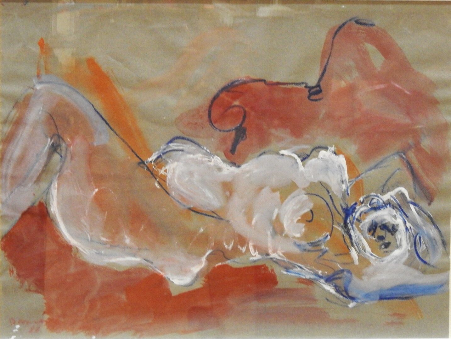 Null 伯纳德-达米亚诺 (1926 - 2000)

躺着的女人

水彩和白色水粉的亮点，左下方有签名和日期1983年

65 x 50厘米