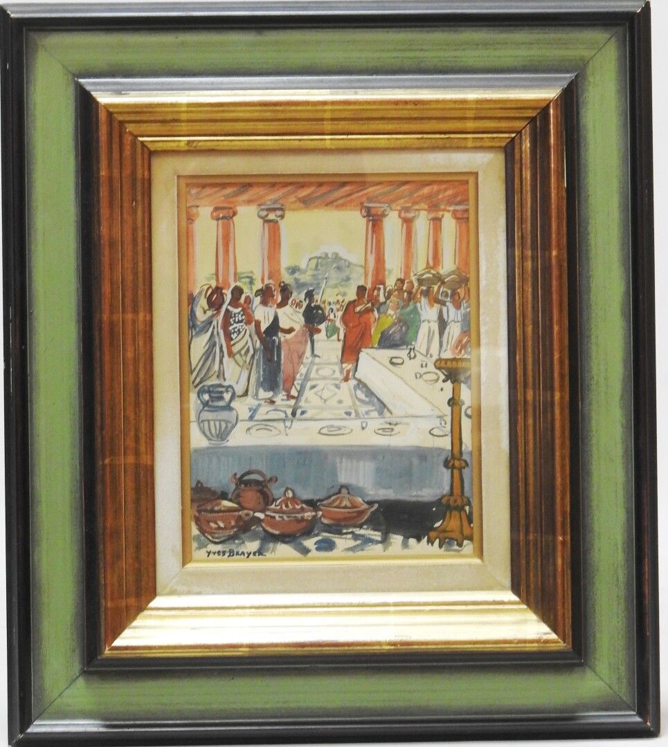 Null 伊夫-布雷耶 (1907 - 1990)

古典风格的宫殿场景

水彩和水粉的亮点，左下角有签名

24 x 18.5 cm at sight