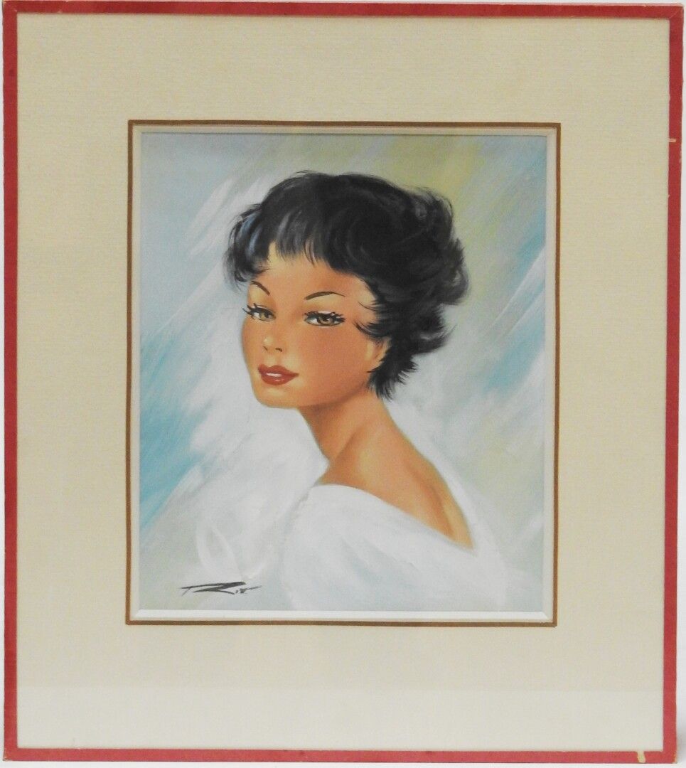 Null 让-加布里埃尔-多默尔格，风格为

一个女人的画像

水粉画，左下角有签名

23 x 19 cm at sight