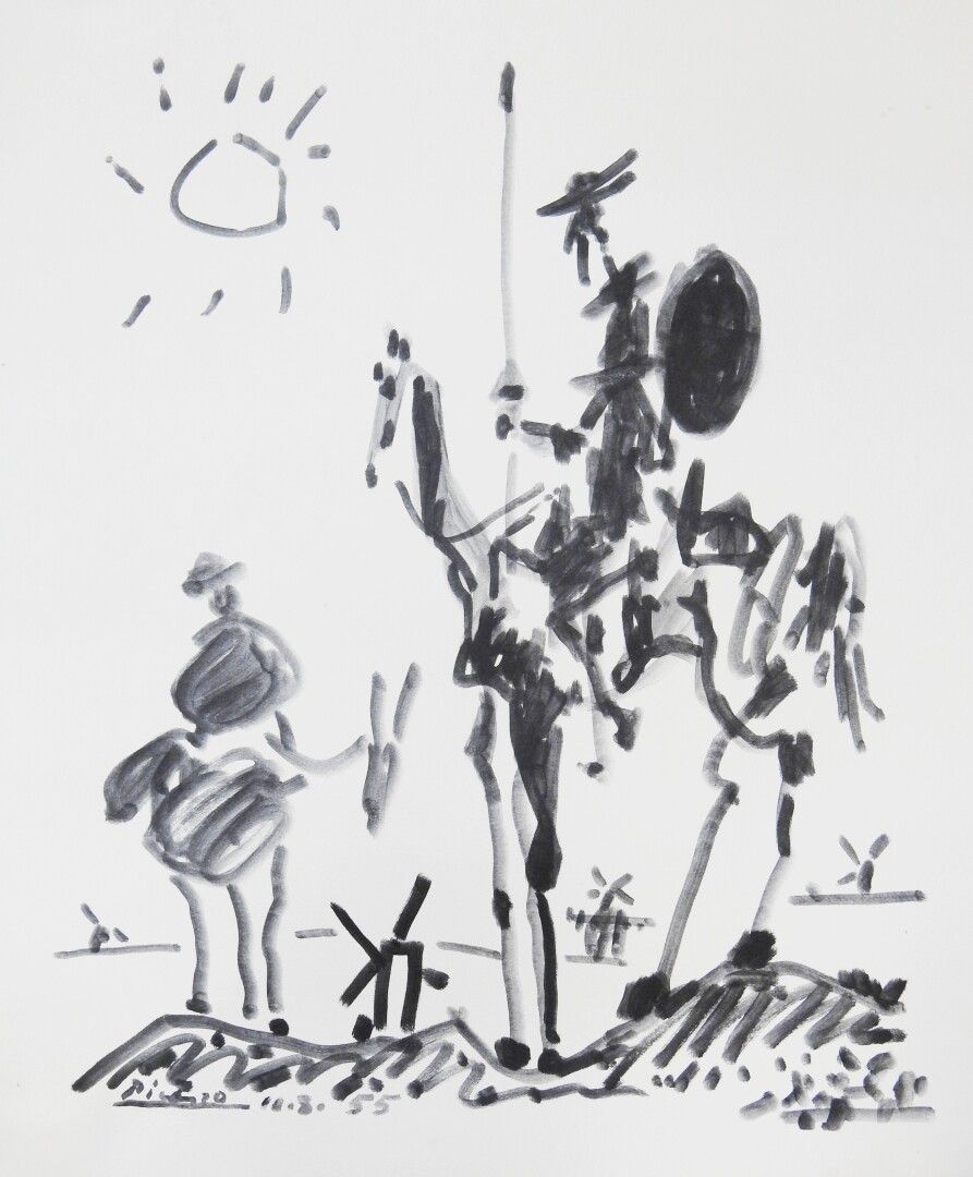 Null Pablo PICASSO (1881 - 1973) after 

Don Quixote 

Lithograph on Arches wove&hellip;