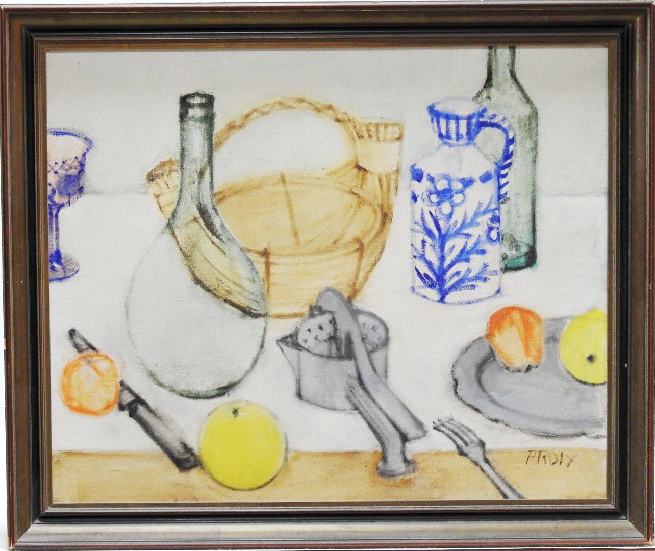 Null 让-保罗-普罗伊克斯(生于1926年)

酿酒厂的静物

布面油画，右下方有签名，日期为59，背面有签名

60 x 73 cm