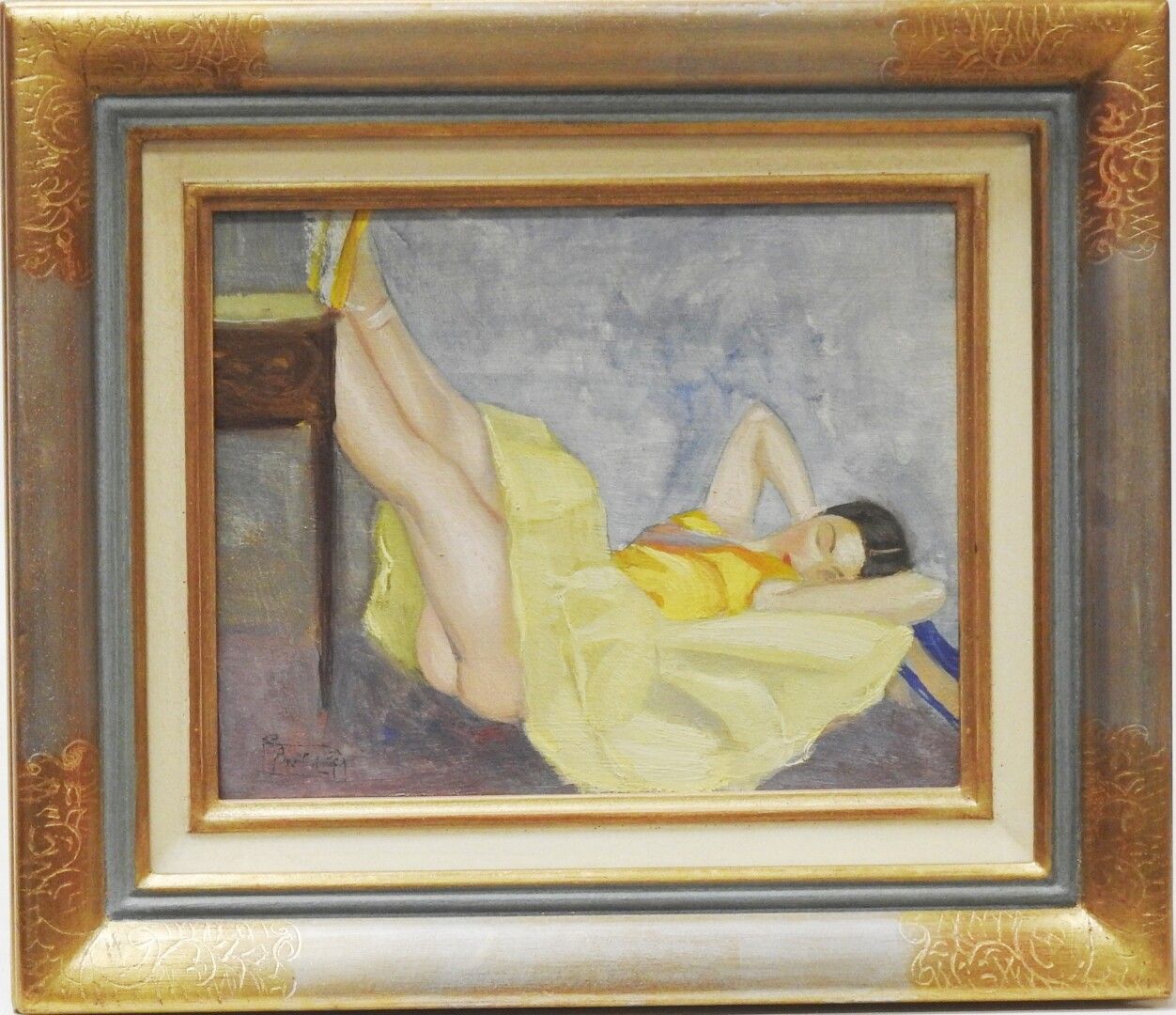 Null 阿尔伯特-布莱图-萨拉 (1885 - 1972)

芭蕾舞者的休息

纸板上的油画，左下方有签名

19 x 24 厘米